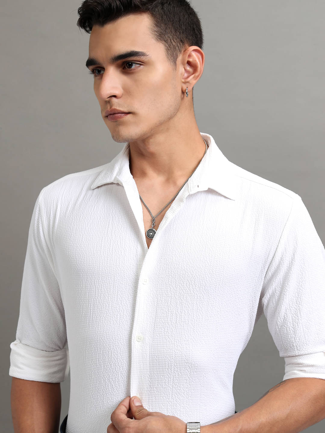 Highlander Polyester Regular Fit Solids Full Sleeves Men's Casual Shirt - White ( Pack of 1 ) Highlander Polyester Regular Fit Solids Full Sleeves Men's Casual Shirt - White ( Pack of 1 )