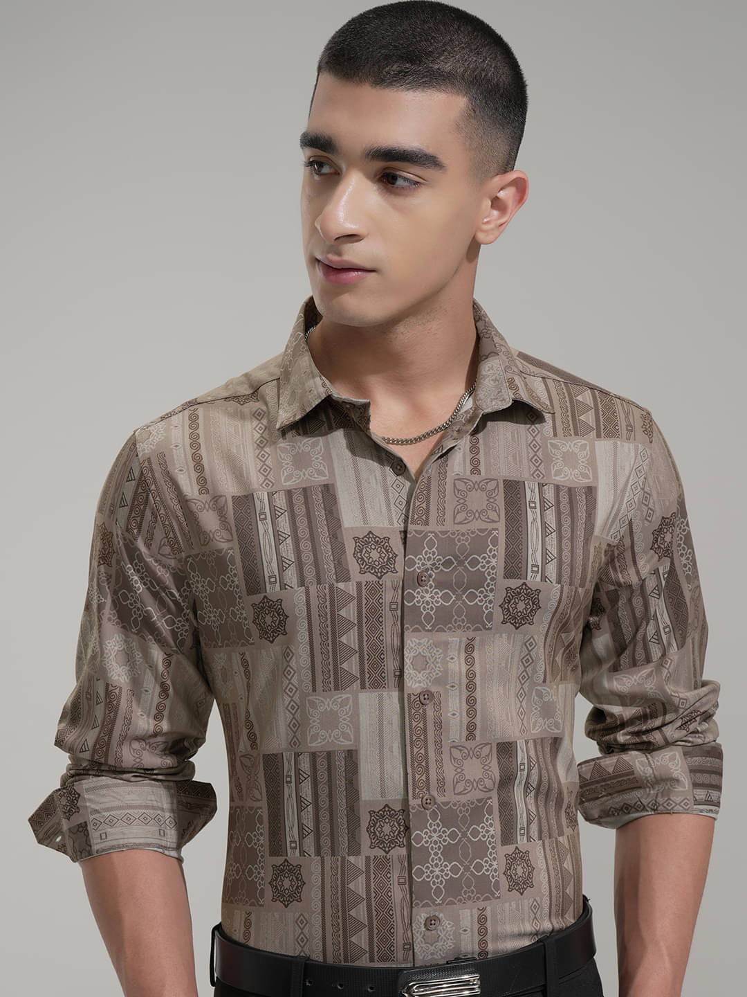 Highlander Polyester Slim Fit Printed Full Sleeves Men's Casual Shirt - Beige ( Pack of 1 ) Highlander Polyester Slim Fit Printed Full Sleeves Men's Casual Shirt - Beige ( Pack of 1 )