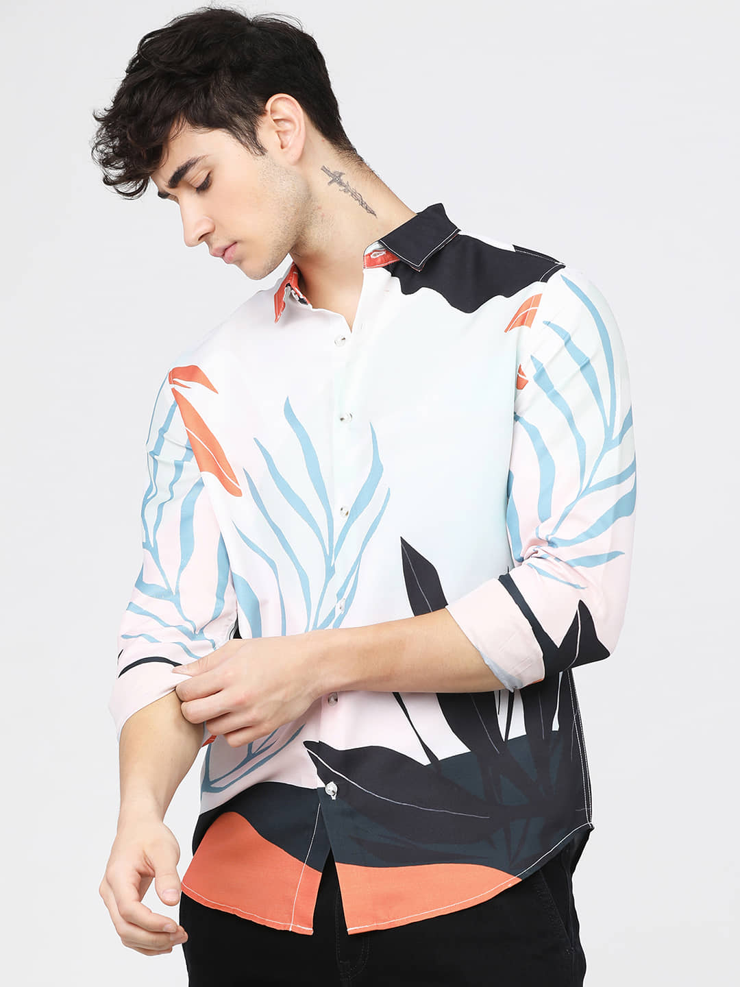 Highlander Polyester Slim Fit Printed Full Sleeves Men's Casual Shirt - Multicolor ( Pack of 1 )