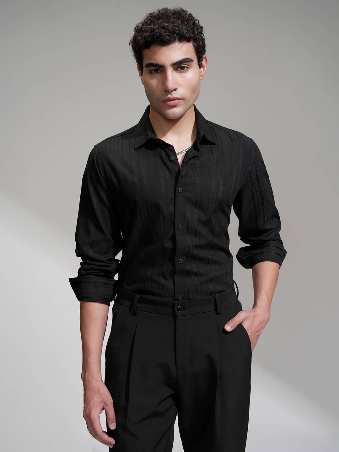 Highlander Rayon Flex Slim Fit Striped Full Sleeves Men's Casual Shirt - Black ( Pack of 1 ) Highlander Rayon Flex Slim Fit Striped Full Sleeves Men's Casual Shirt - Black ( Pack of 1 )