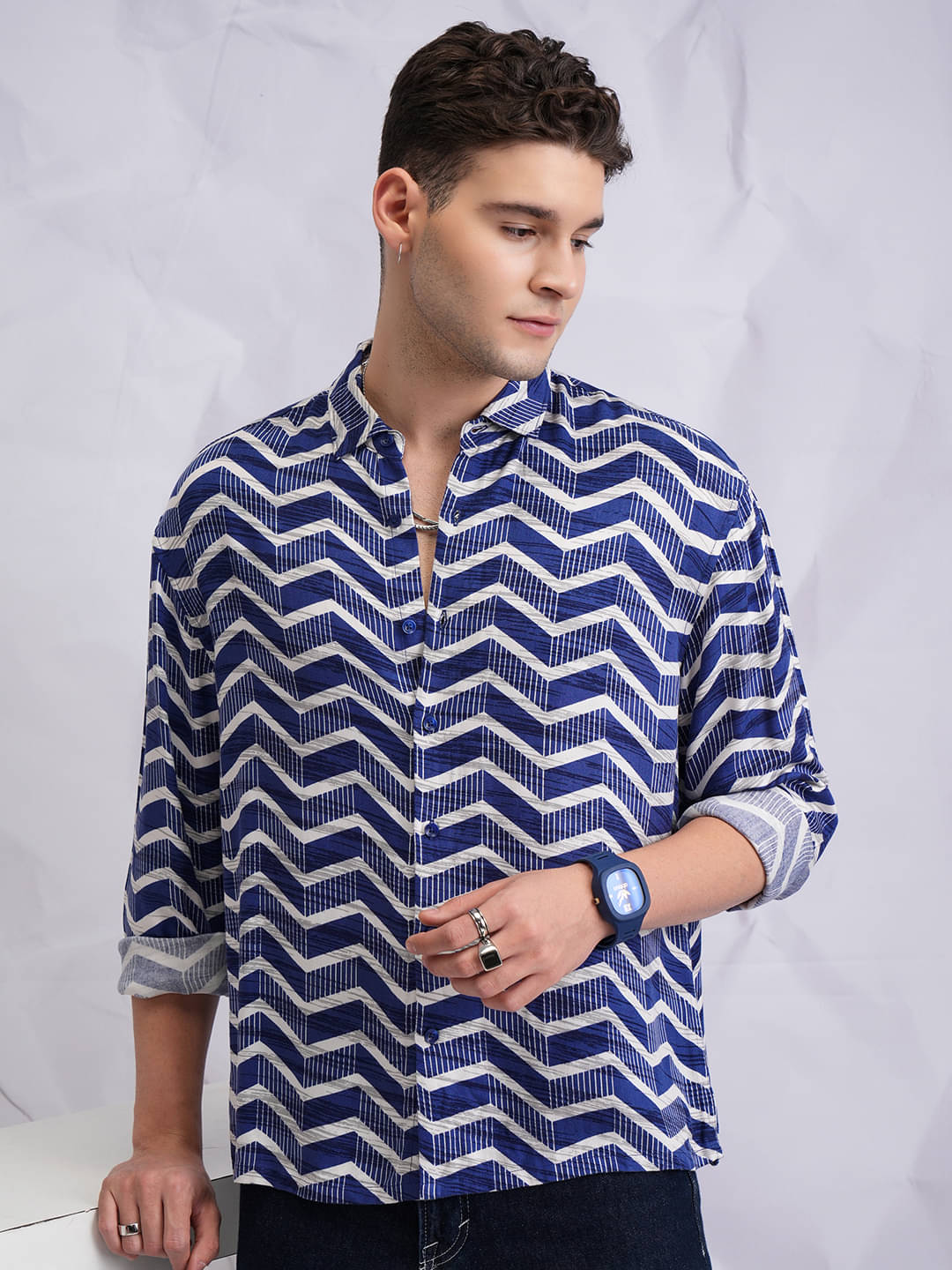 Highlander Viscose Oversized Fit Printed Full Sleeves Men's Casual Shirt - Blue ( Pack of 1 ) Highlander Viscose Oversized Fit Printed Full Sleeves Men's Casual Shirt - Blue ( Pack of 1 )