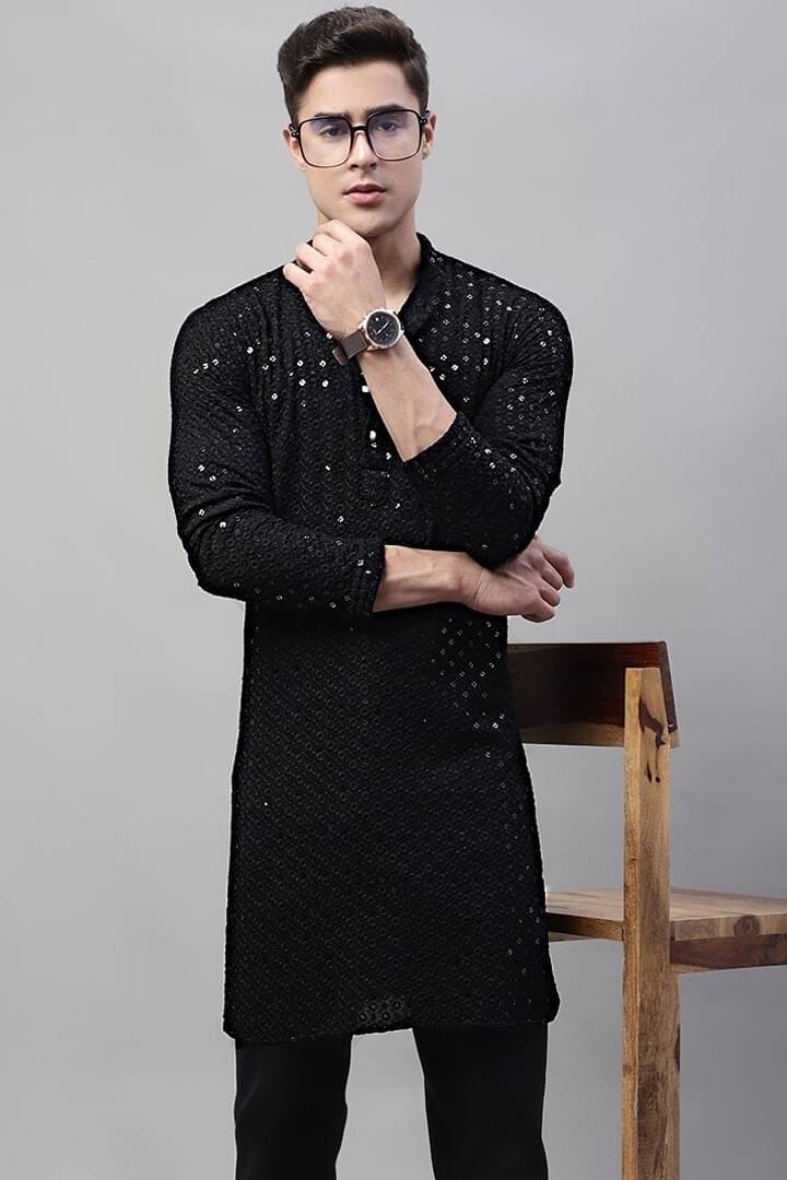 Indian Poshakh Black Cotton Blend Men's Regular Kurta ( Pack of 1 ) Indian Poshakh Black Cotton Blend Men's Regular Kurta ( Pack of 1 )