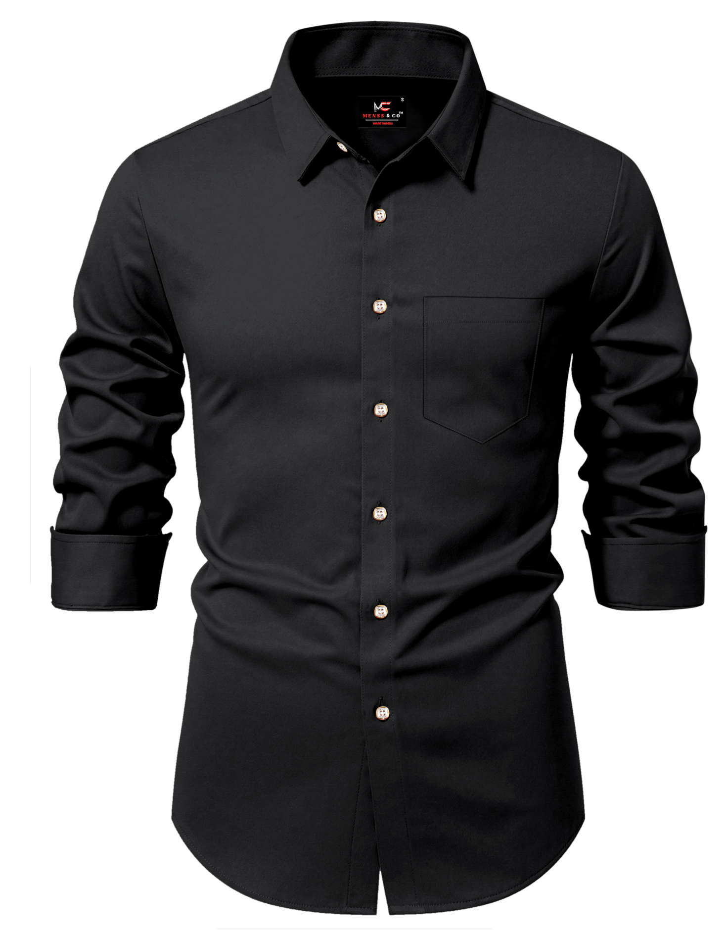 JENY FASHION Cotton Blend Slim Fit Solids Full Sleeves Men's Casual Shirt - Black ( Pack of 1 ) JENY FASHION Cotton Blend Slim Fit Solids Full Sleeves Men's Casual Shirt - Black ( Pack of 1 )