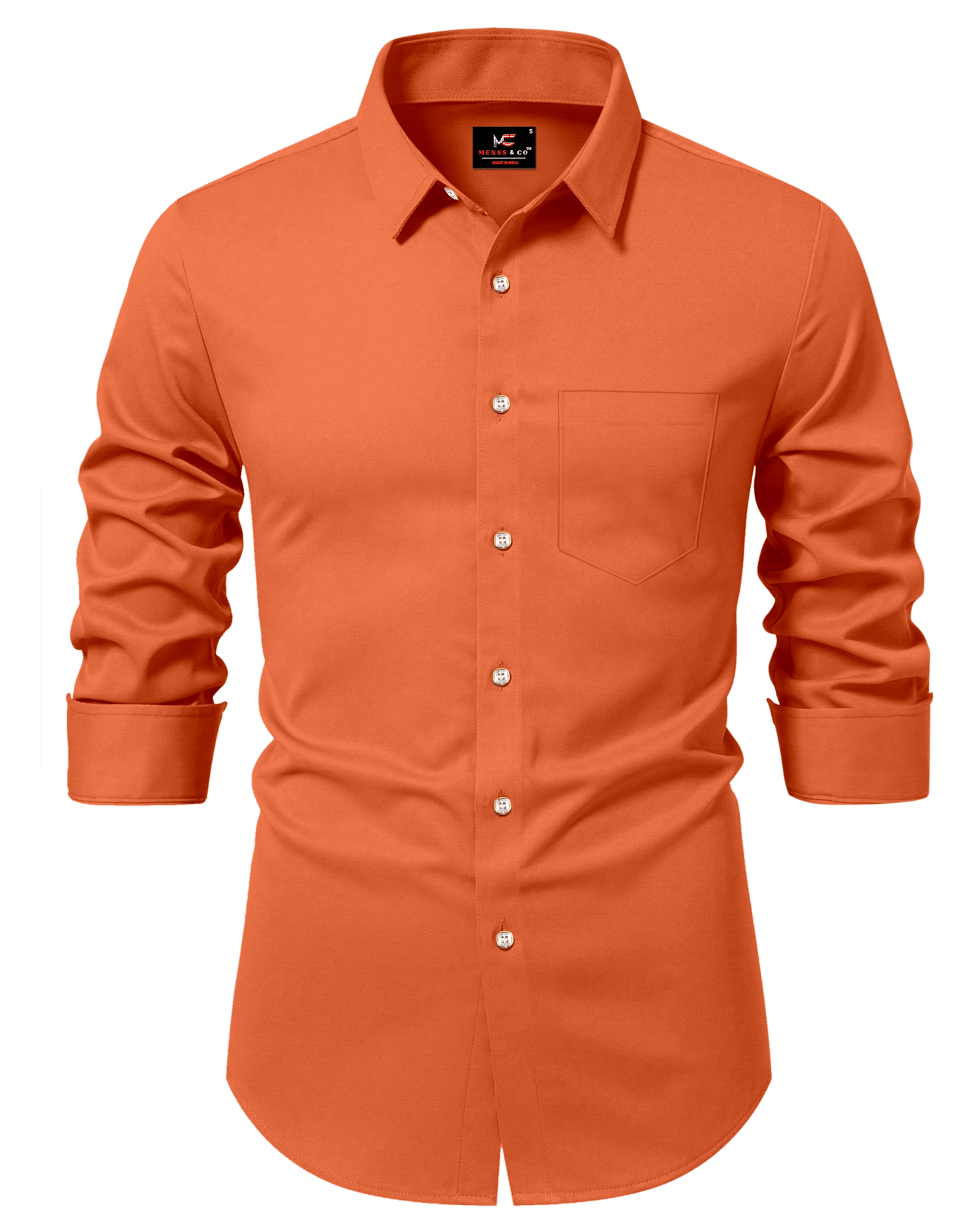     			JENY FASHION Cotton Blend Slim Fit Solids Full Sleeves Men's Casual Shirt - Orange ( Pack of 1 )