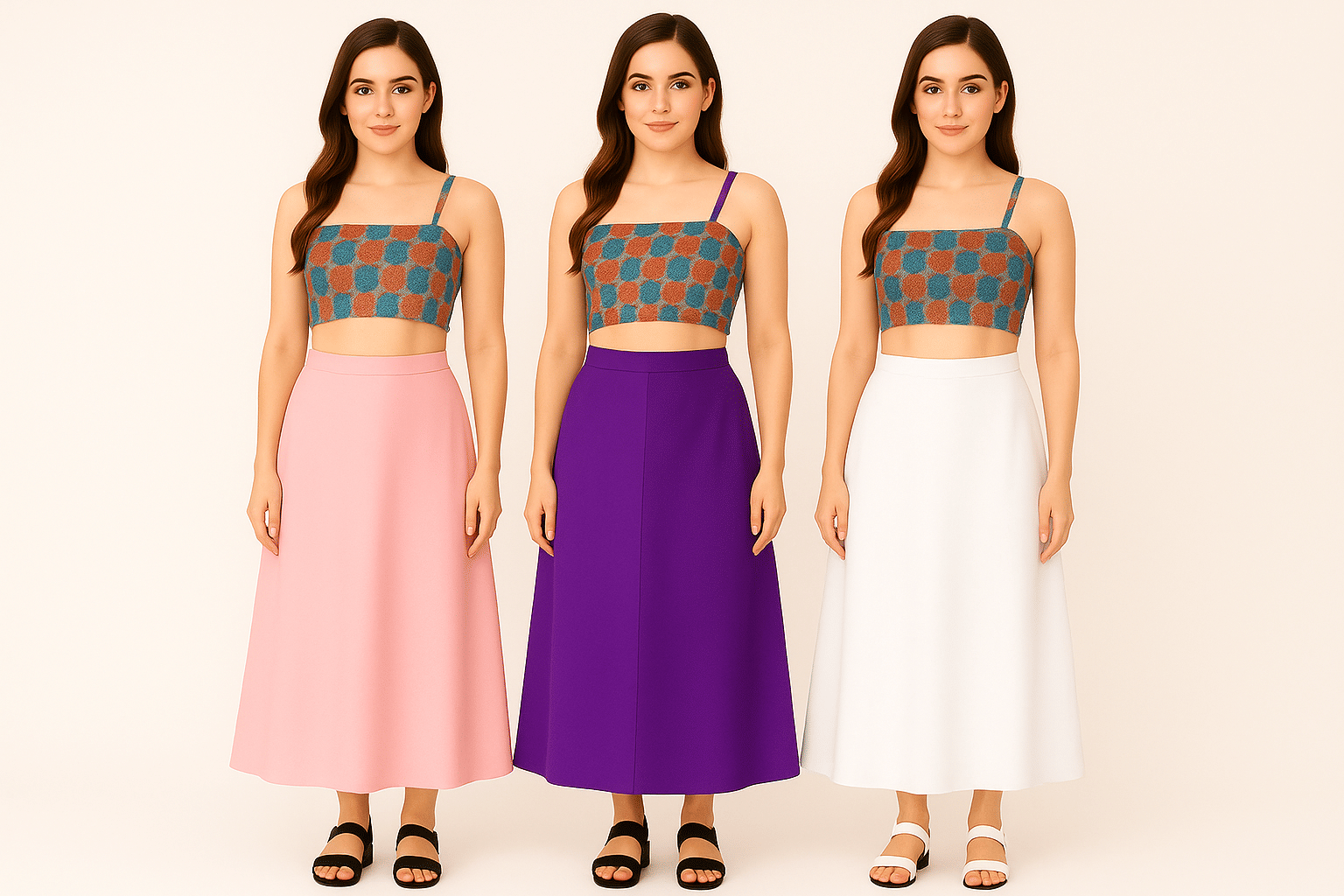     			JTG enterprises Multicoloured Cotton Petticoat - Pack of 3