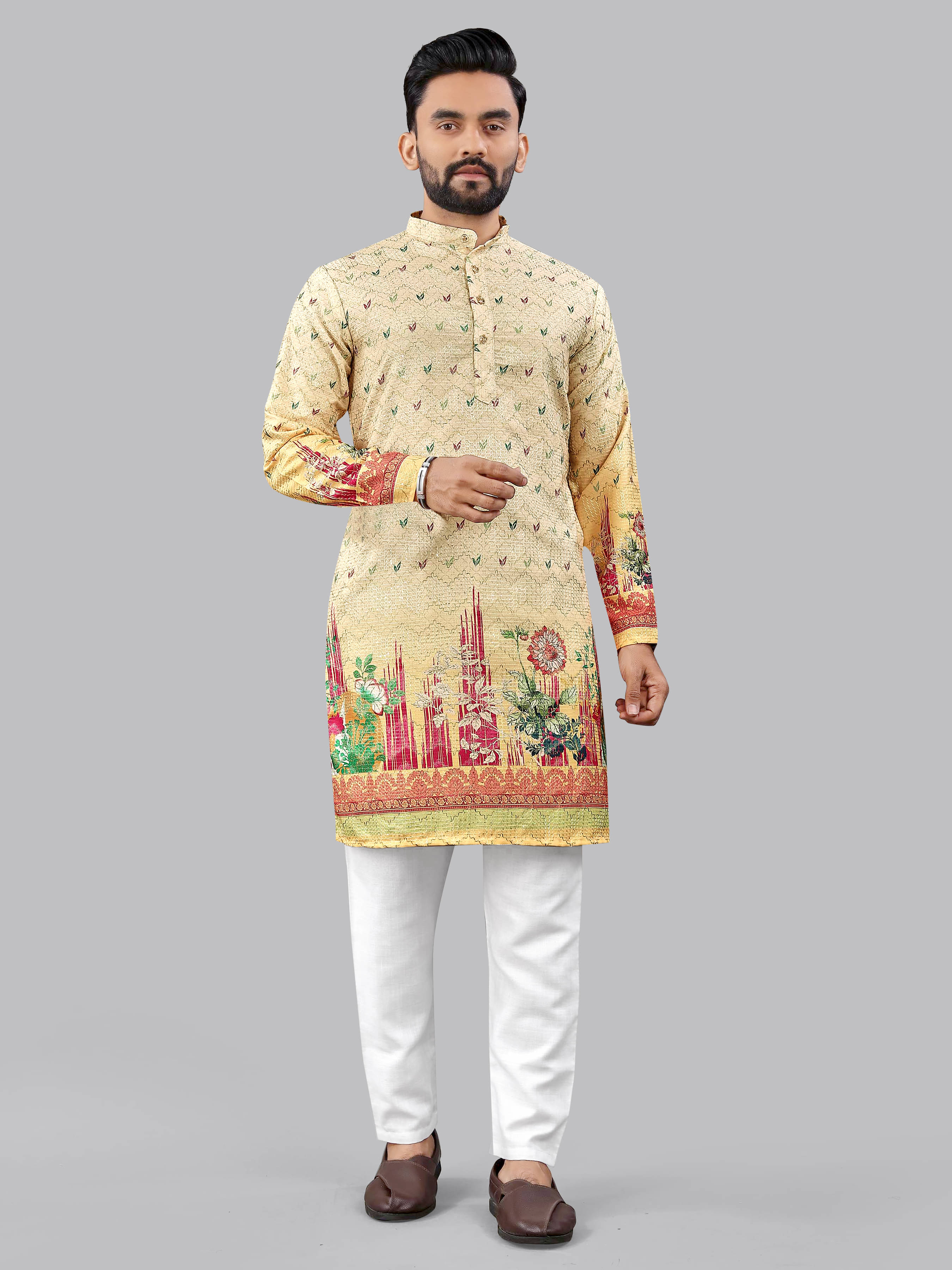KRIJET Yellow Cotton Men's Regular Kurta ( Pack of 1 ) KRIJET Yellow Cotton Men's Regular Kurta ( Pack of 1 )
