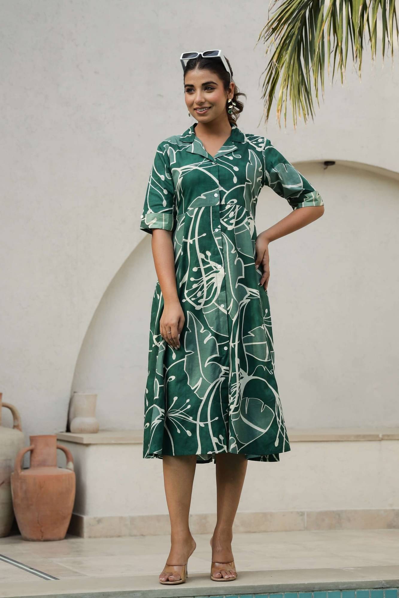 Label Flavia Women Cotton Printed A-line Dress ( Multicolor )     			Label Flavia Women Cotton Printed A-line Dress ( Multicolor )