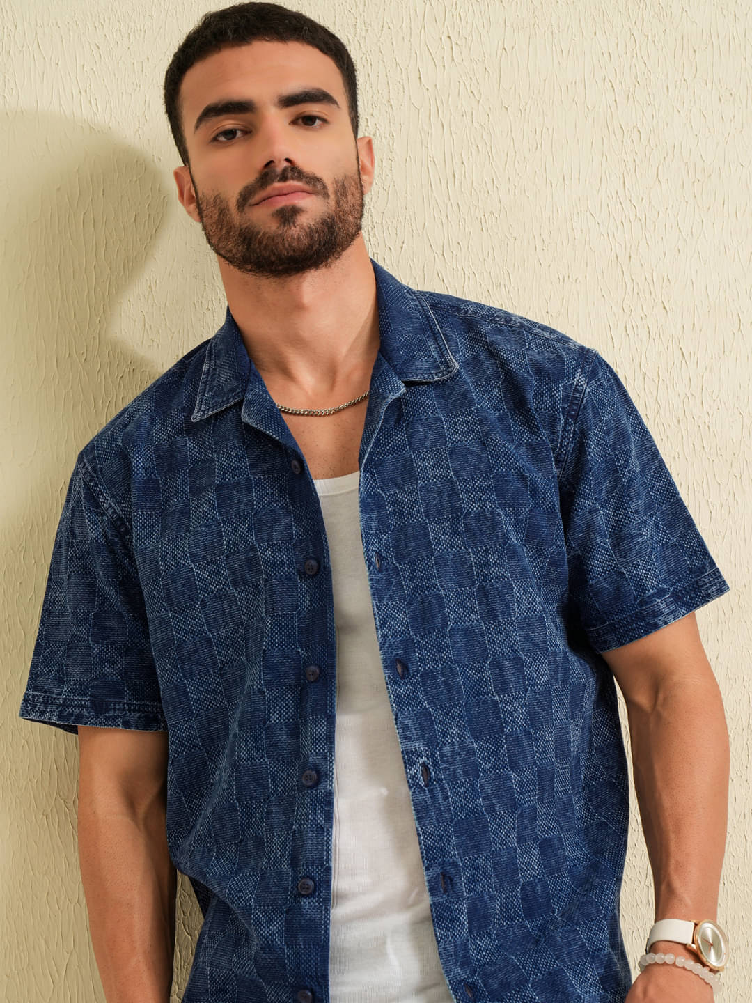     			Locomotive 100% Cotton Relaxed Fit Solids Half Sleeves Men's Casual Shirt - Blue ( Pack of 1 )