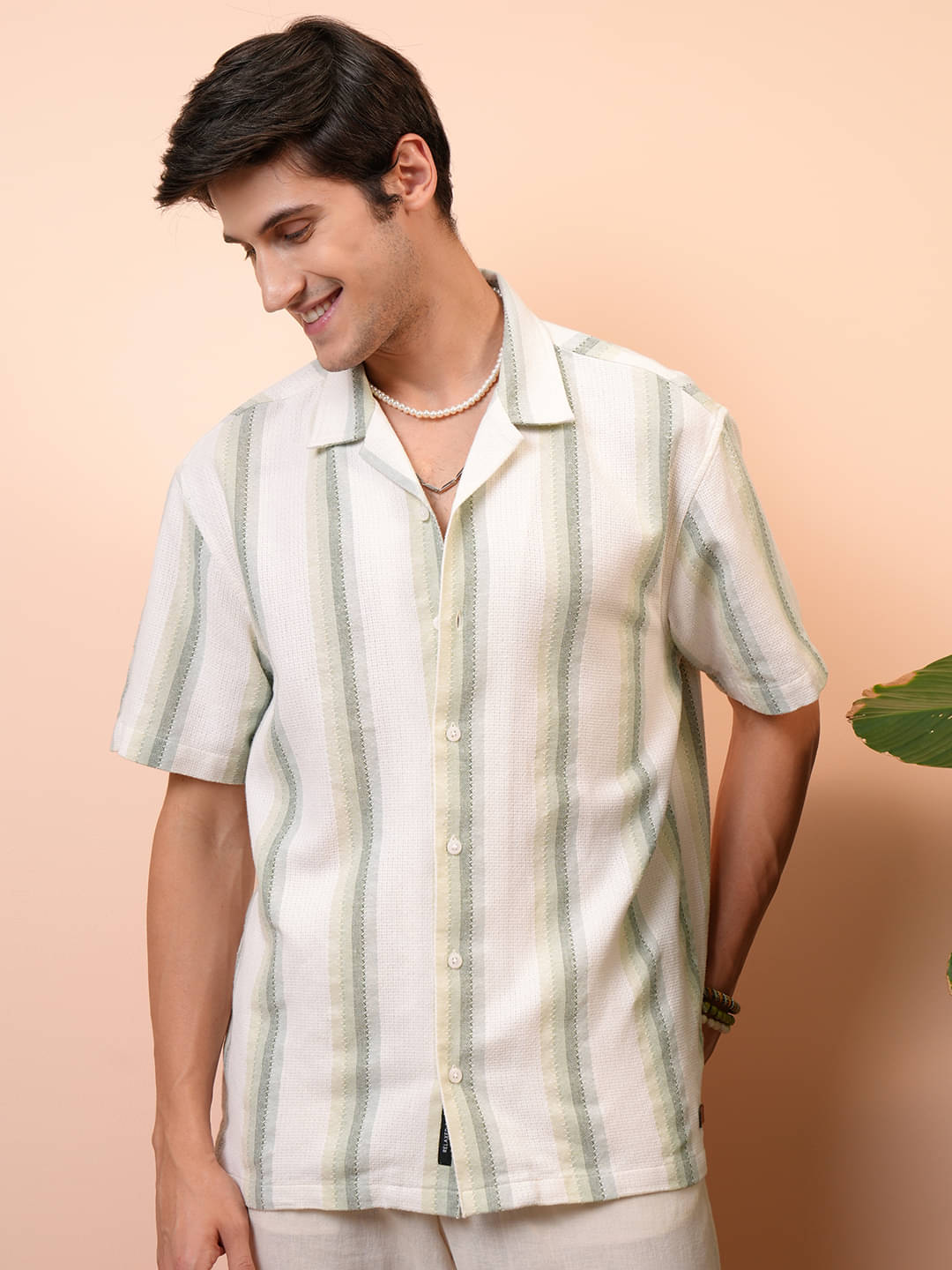 Locomotive Cotton Blend Relaxed Fit Striped Half Sleeves Men's Casual Shirt - Light Green ( Pack of 1 ) Locomotive Cotton Blend Relaxed Fit Striped Half Sleeves Men's Casual Shirt - Light Green ( Pack of 1 )