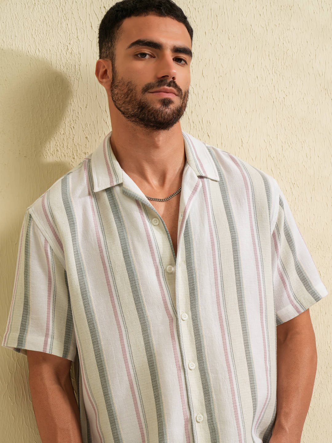     			Locomotive Cotton Blend Relaxed Fit Striped Half Sleeves Men's Casual Shirt - Multicolor ( Pack of 1 )