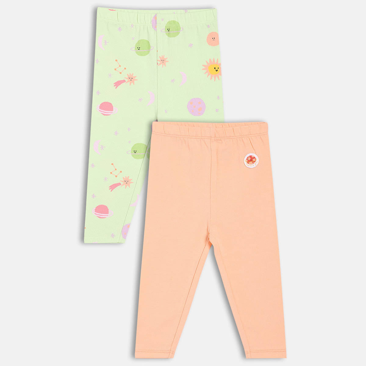     			MINI KLUB Pack of 2 Baby Girls Cotton Legging ( Multicolor )