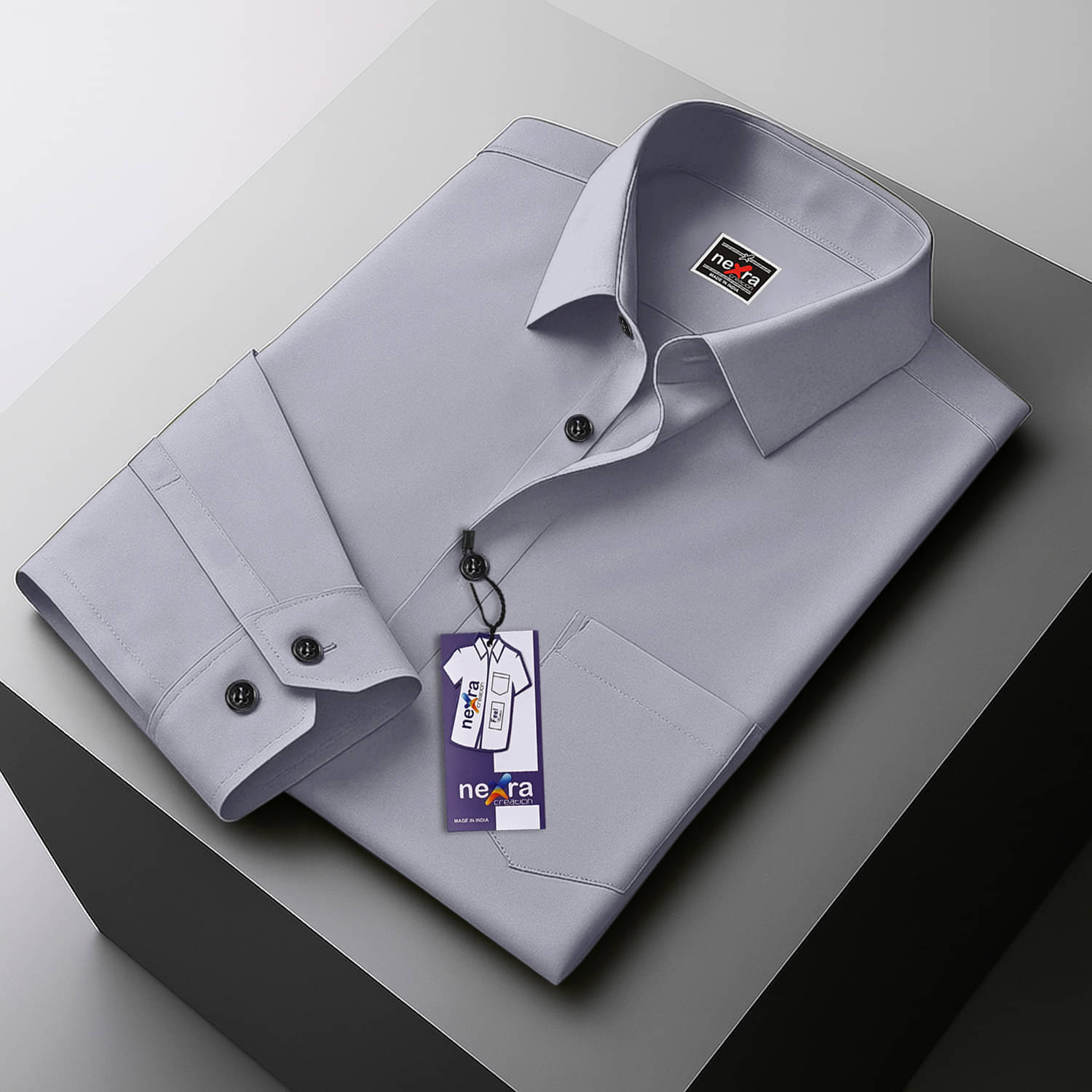 Nexra Creation Cotton Blend Regular Fit Solids Full Sleeves Men's Casual Shirt - Grey ( Pack of 1 ) Nexra Creation Cotton Blend Regular Fit Solids Full Sleeves Men's Casual Shirt - Grey ( Pack of 1 )