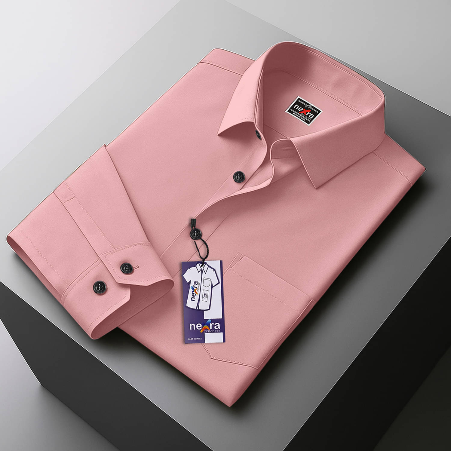     			Nexra Creation Cotton Blend Regular Fit Solids Full Sleeves Men's Casual Shirt - Peach ( Pack of 1 )