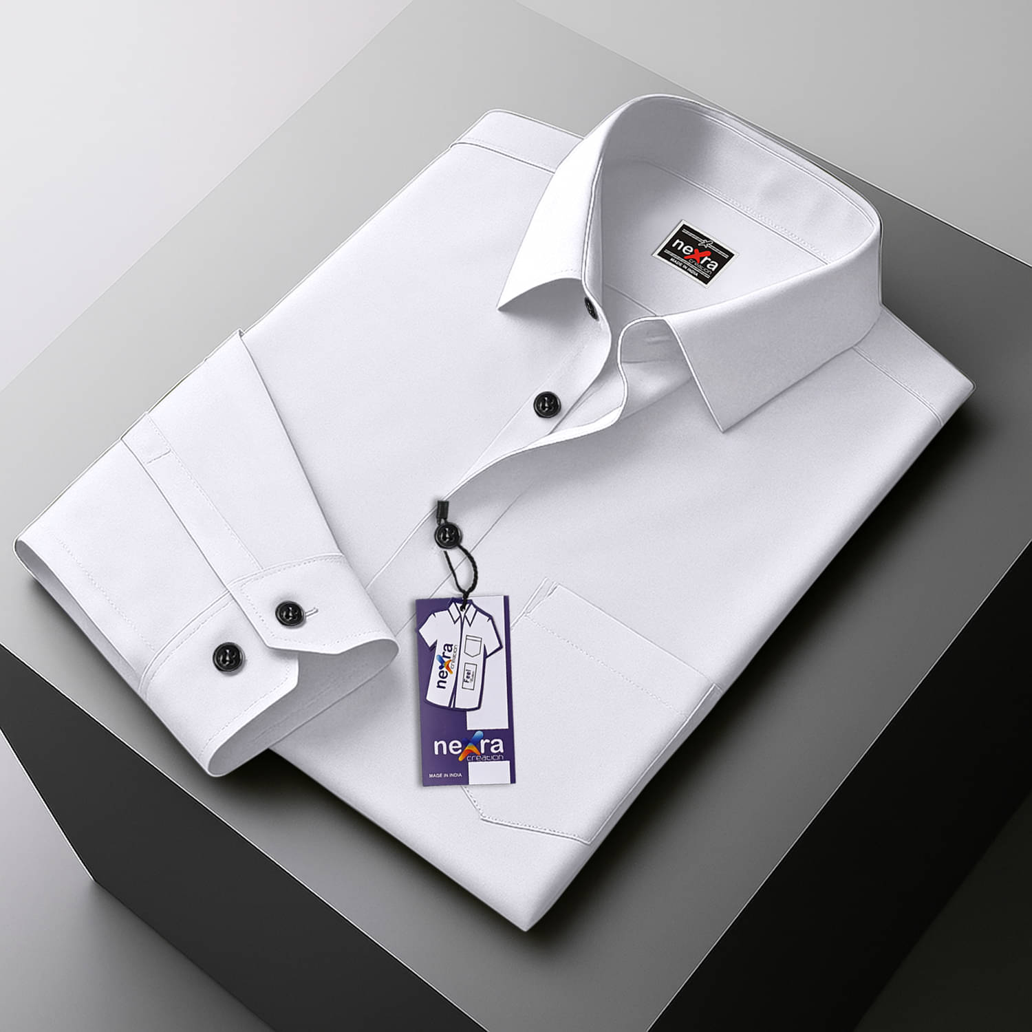 Nexra Creation Cotton Blend Regular Fit Solids Full Sleeves Men's Casual Shirt - White ( Pack of 1 ) Nexra Creation Cotton Blend Regular Fit Solids Full Sleeves Men's Casual Shirt - White ( Pack of 1 )