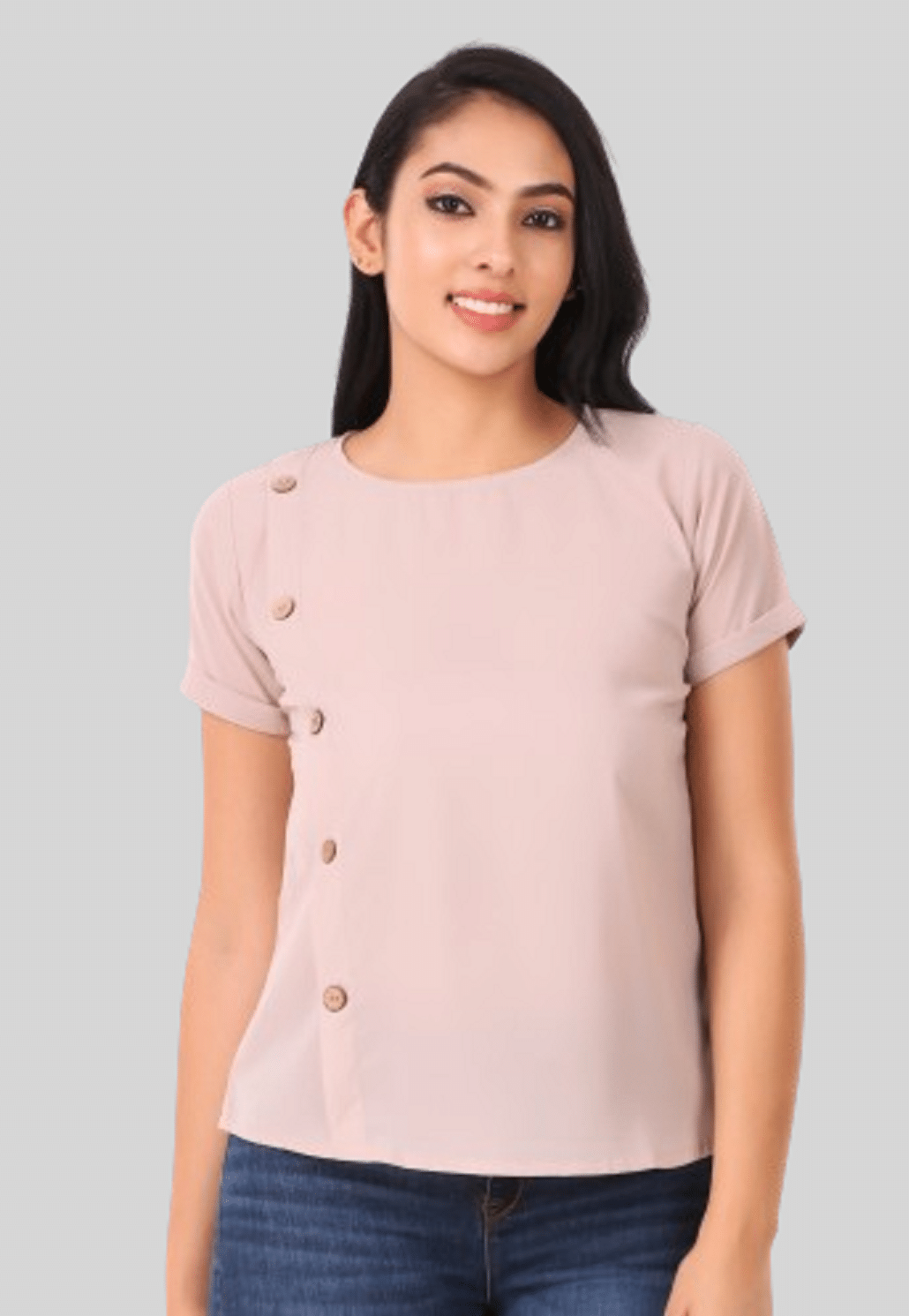 PRIJHON Women's Crepe Regular Top ( Beige ) PRIJHON Women's Crepe Regular Top ( Beige )