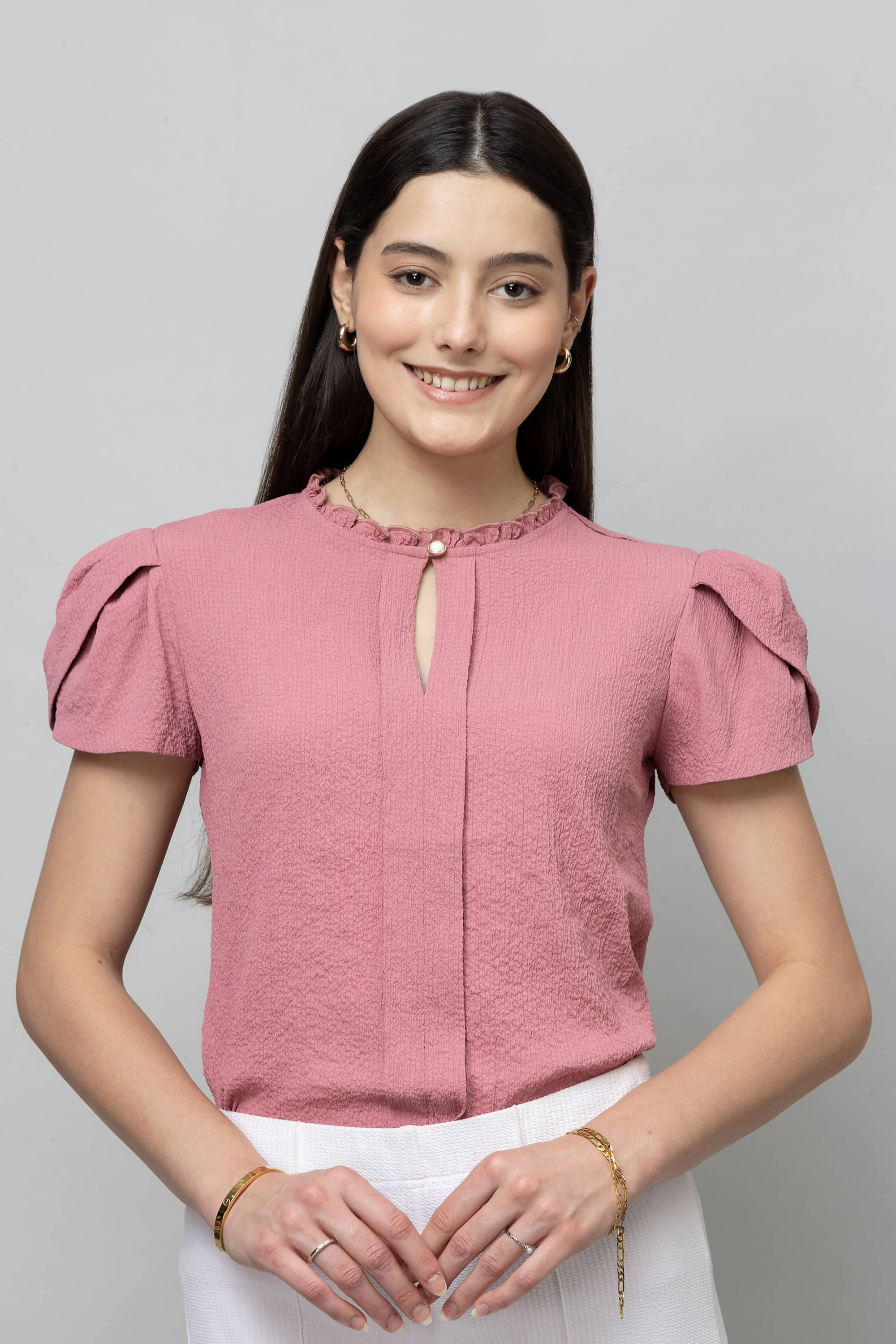     			Purys Women's Satin Regular Top ( Pink )