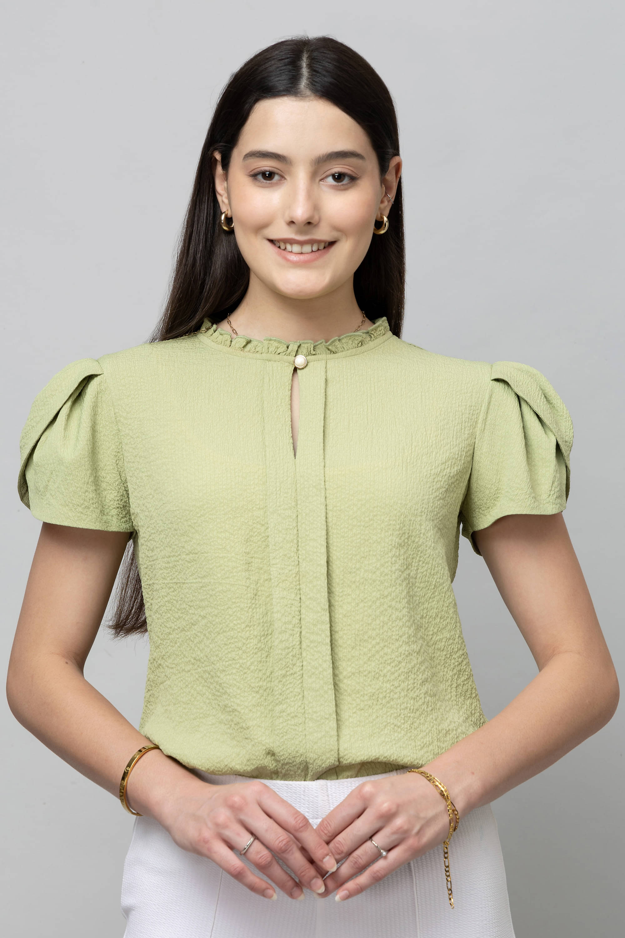 Purys Women's Satin Regular Top ( Green )     			Purys Women's Satin Regular Top ( Green )