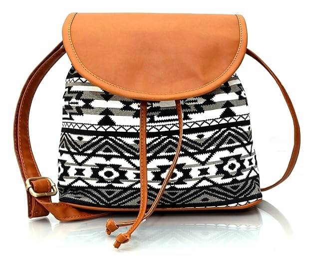     			SAKWOODS Sling Bag Canvas Set of 1 ( Black,White )