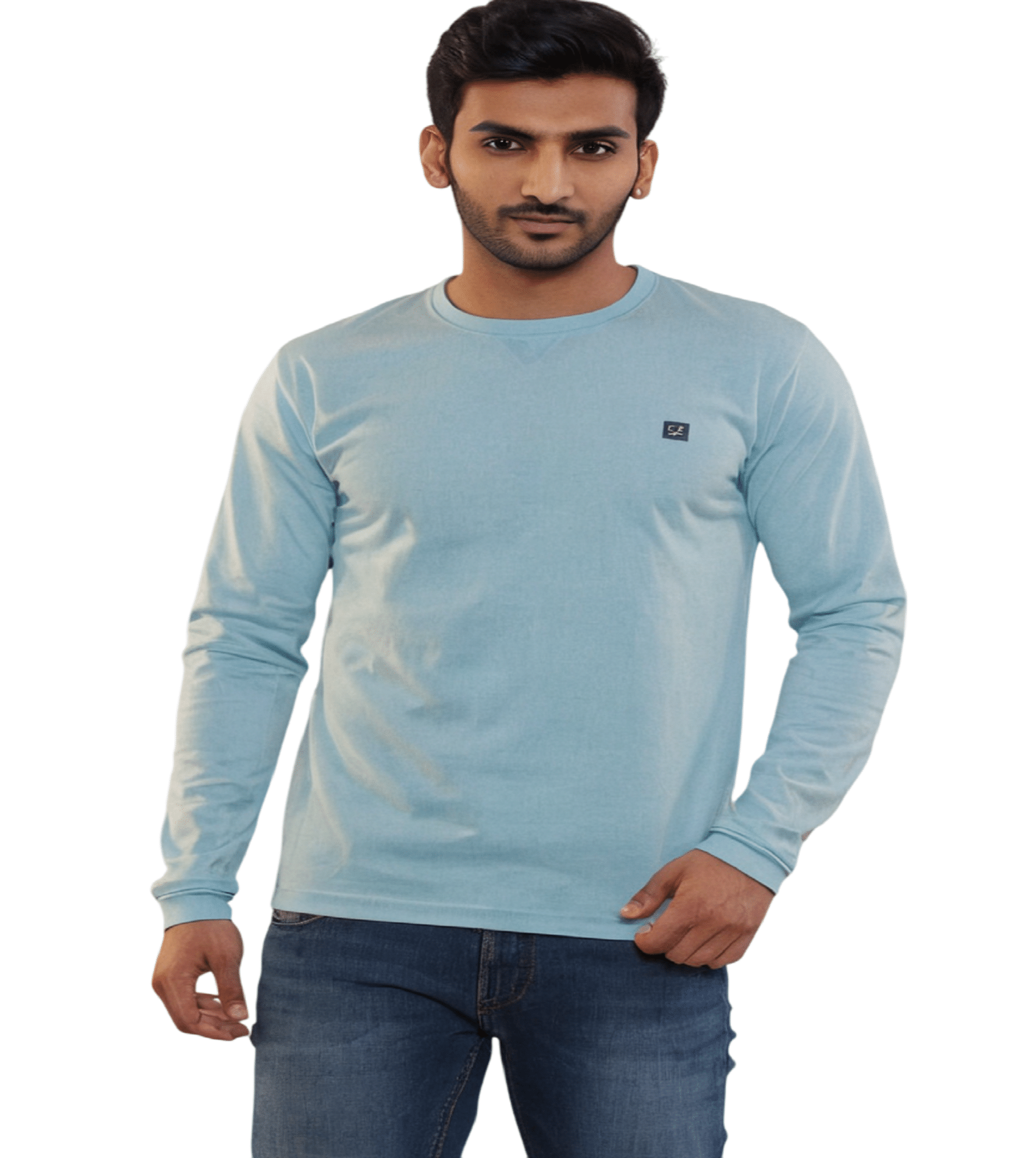     			STE COLLECTION Men Polyester Regular Fit Solid T-Shirt ( Sky Blue )