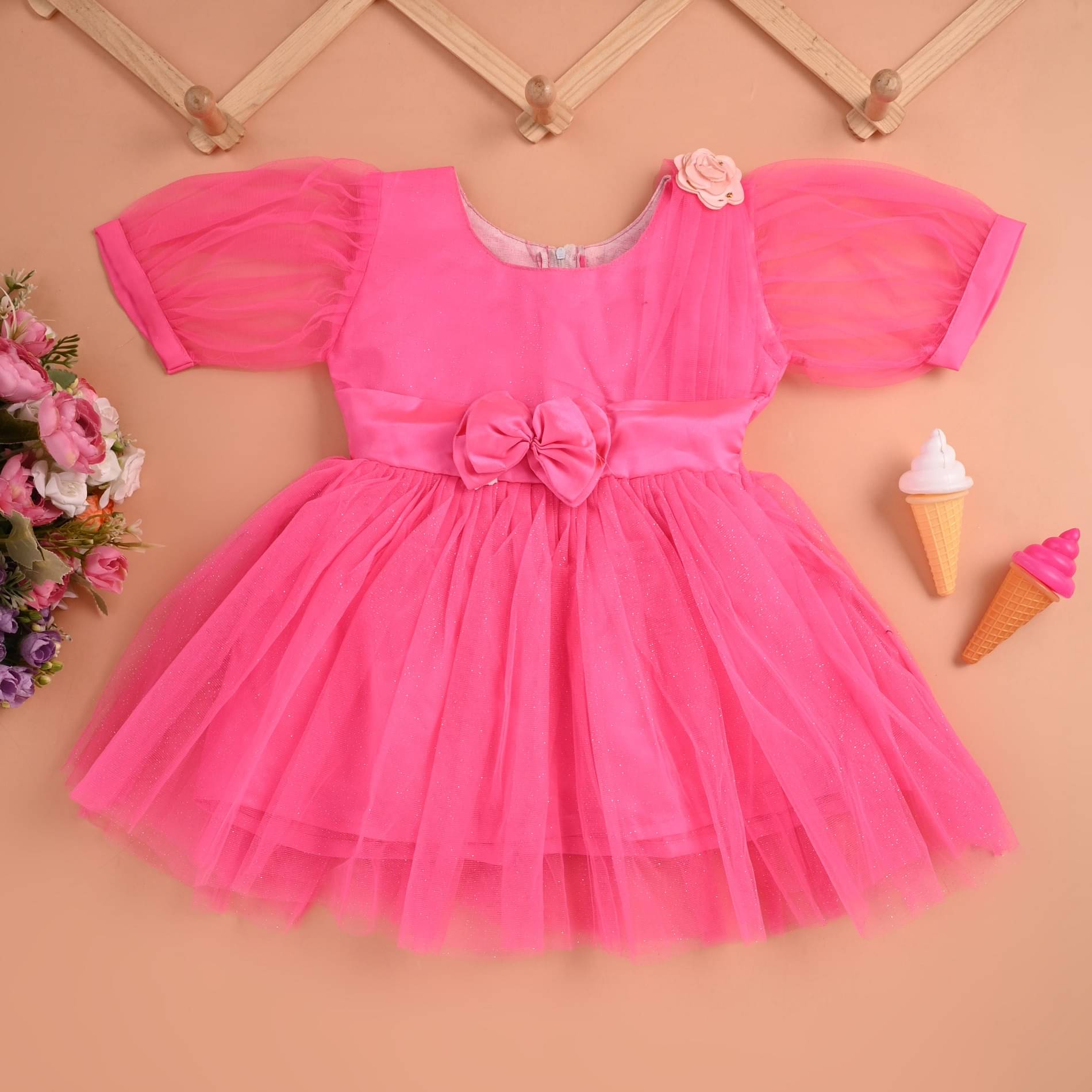 STE COLLECTION Net Frock For Baby Girls ( Pack of 1 , Hot Pink ) STE COLLECTION Net Frock For Baby Girls ( Pack of 1 , Hot Pink )
