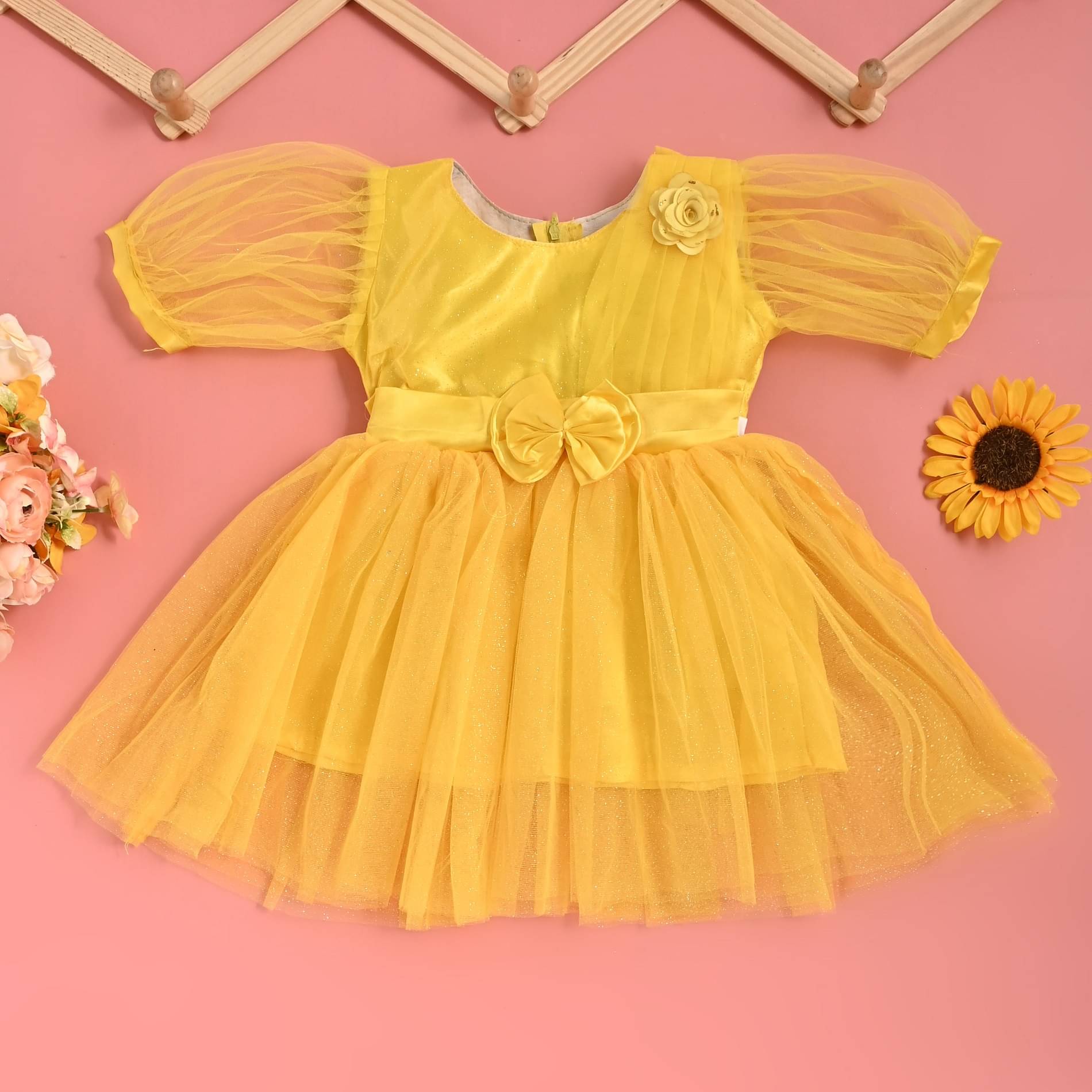 STE COLLECTION Net Frock For Baby Girls ( Pack of 1 , Bright Yellow ) STE COLLECTION Net Frock For Baby Girls ( Pack of 1 , Bright Yellow )