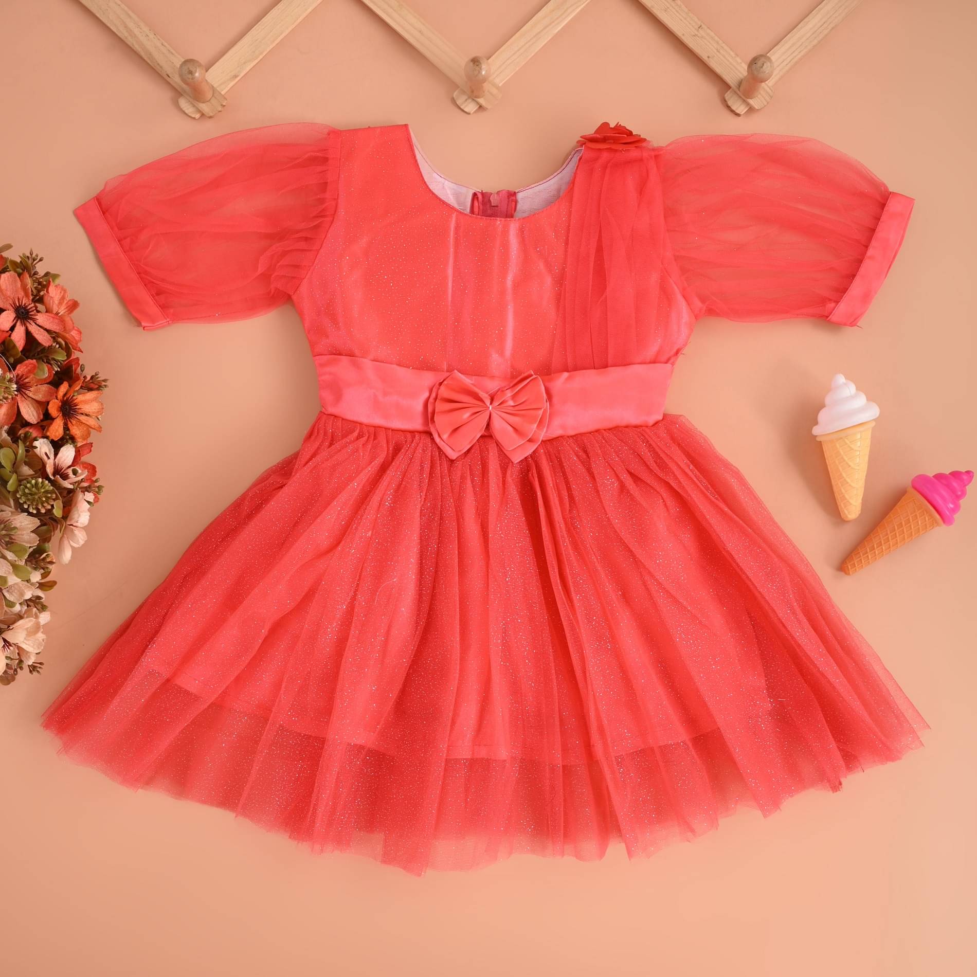     			STE COLLECTION Net Frock For Baby Girls ( Pack of 1 , Red )