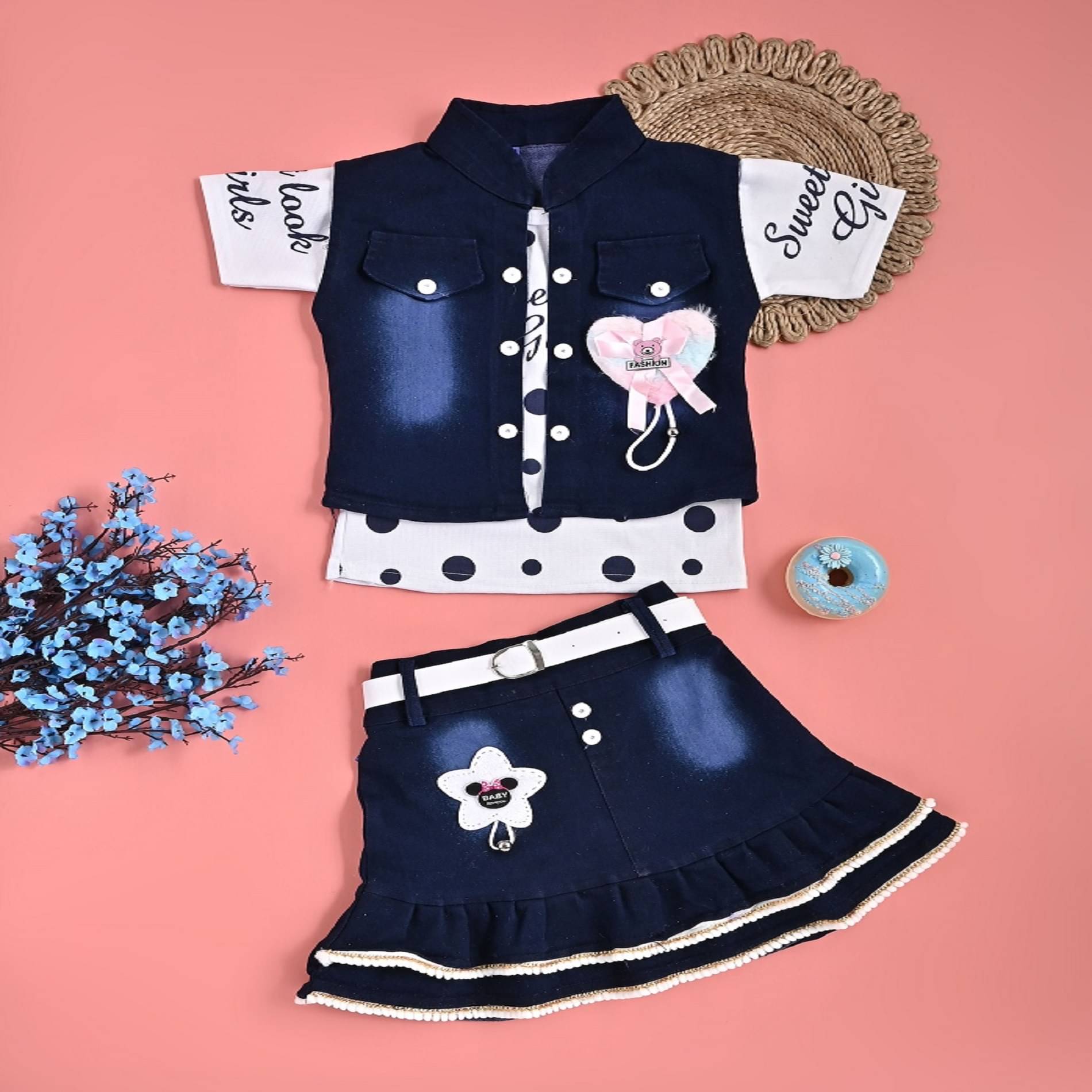 STE COLLECTION Pack of 1 Baby Girls Denim T-shirt & Skirt ( Denim Blue ) STE COLLECTION Pack of 1 Baby Girls Denim T-shirt & Skirt ( Denim Blue )