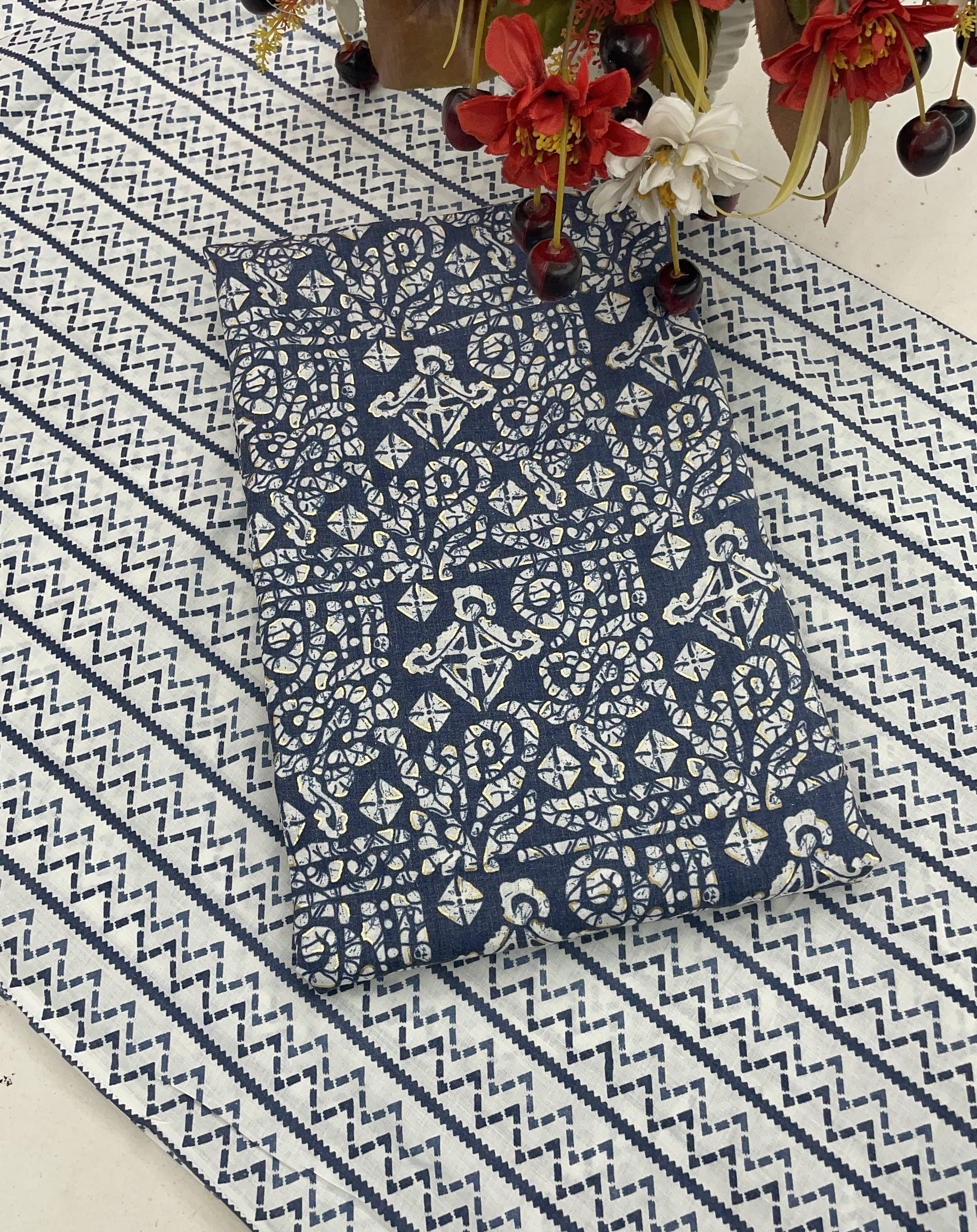 gufrina Women Cotton Unstitched Dress Material ( Blue ) gufrina Women Cotton Unstitched Dress Material ( Blue )