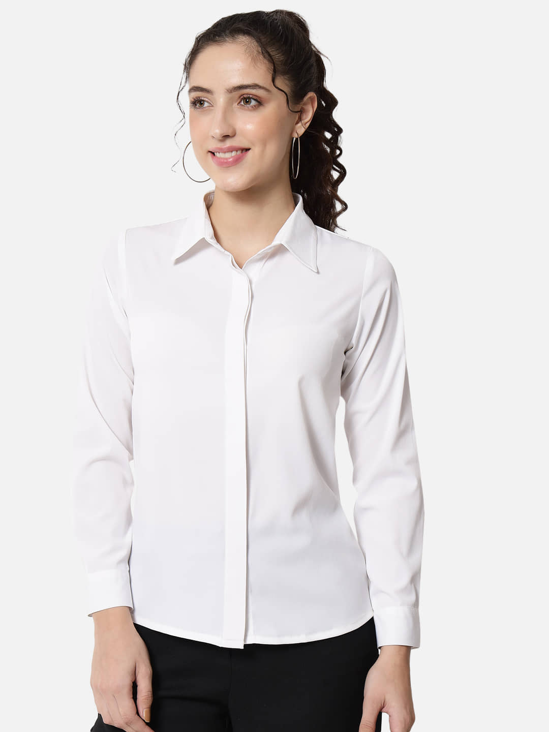 ALL WAYS YOU Women Solid Crepe Shirt ( White )