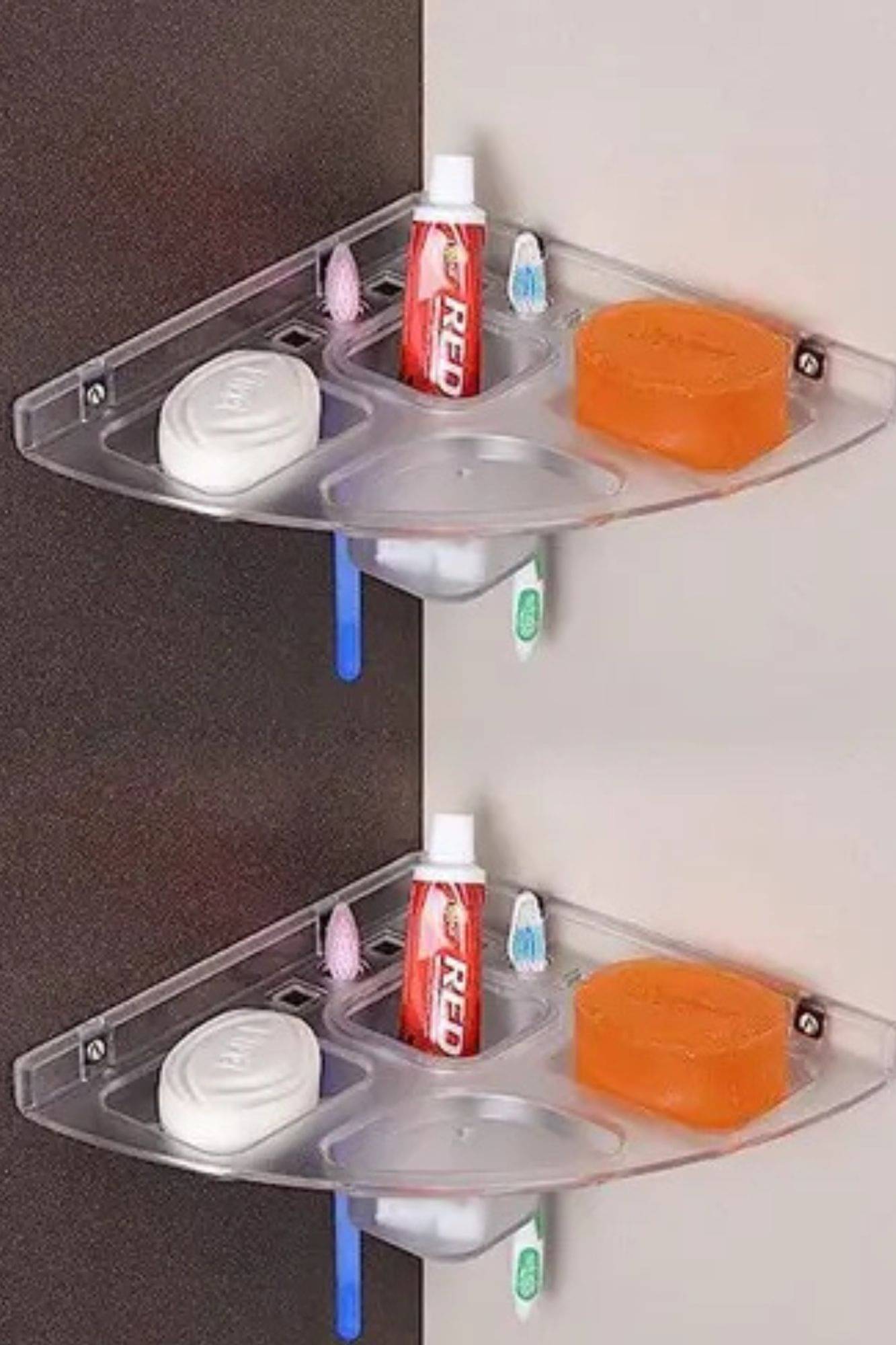     			Aquabarth Unbreakable ABS 5 in 1 Corner Shelf, Pack of 2