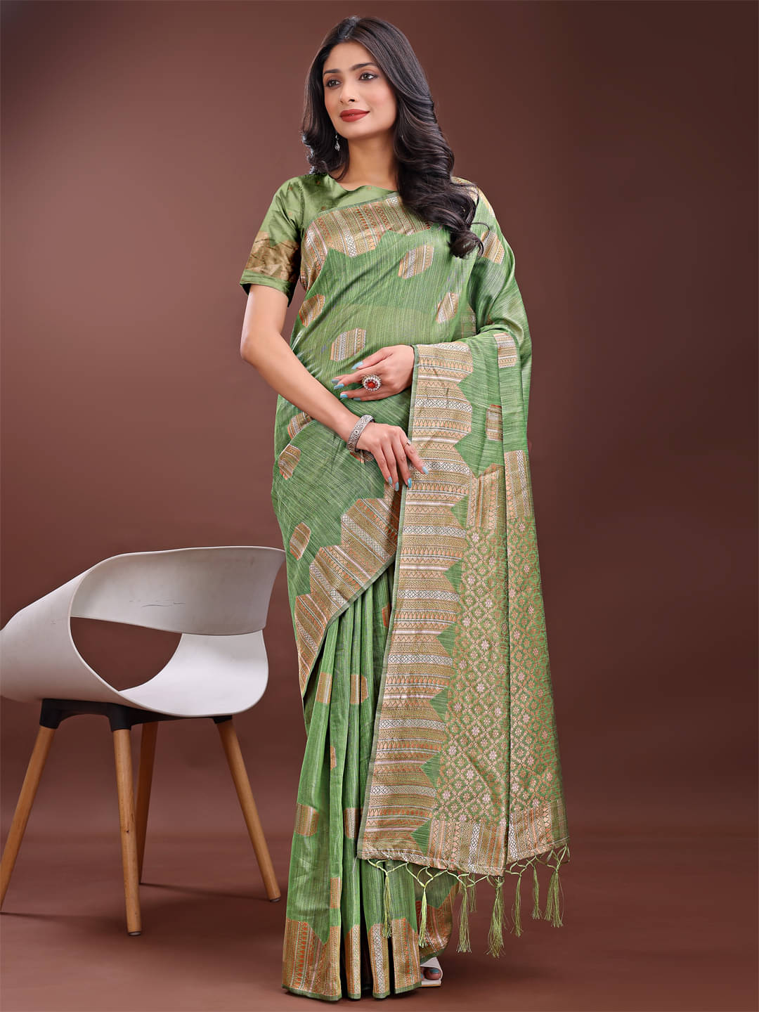 Astita Linen Woven Saree With Unstitched Blouse Piece ( Light Green ) Astita Linen Woven Saree With Unstitched Blouse Piece ( Light Green )