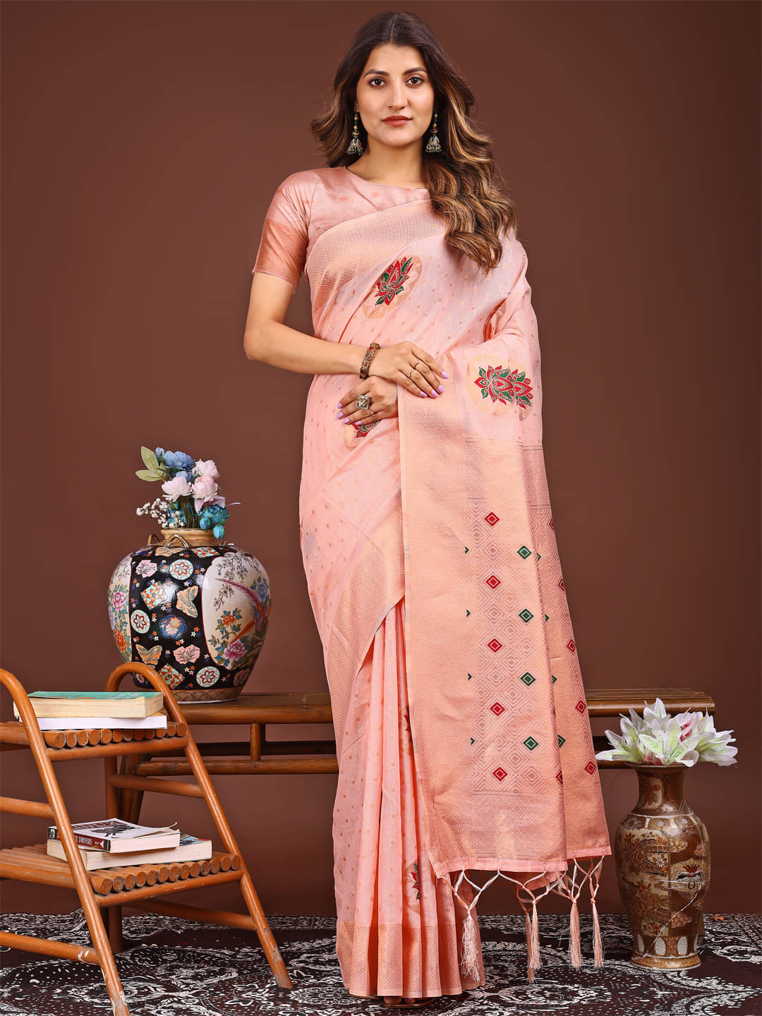 Astita Linen Woven Saree With Unstitched Blouse Piece ( Pink ) Astita Linen Woven Saree With Unstitched Blouse Piece ( Pink )