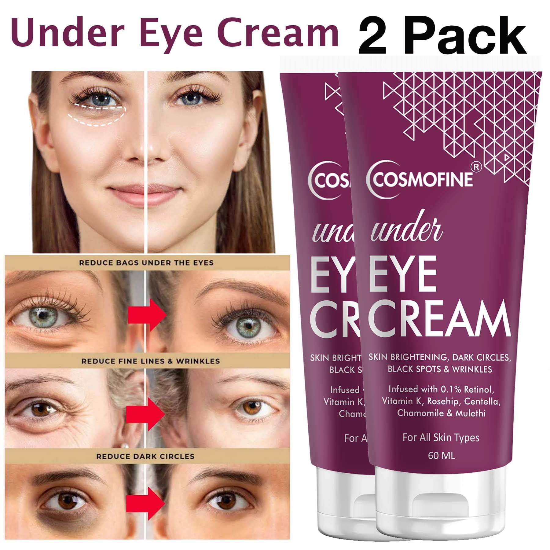 COSMOFINE Dark Circle Remover Cream Under Eye Cream Eye Mask 120 mL Pack of 2 COSMOFINE Dark Circle Remover Cream Under Eye Cream Eye Mask 120 mL Pack of 2