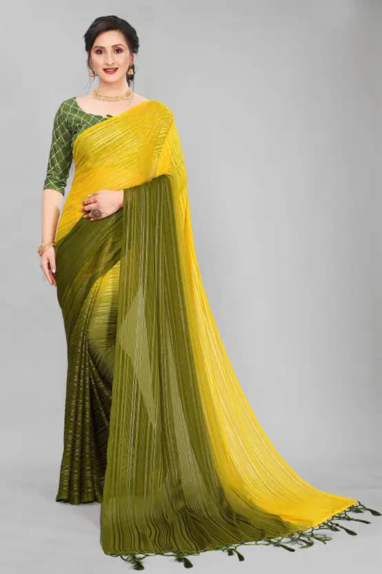     			Crissy Georgette Solid Banarasi saree With Unstitched Blouse Piece ( Yellow )
