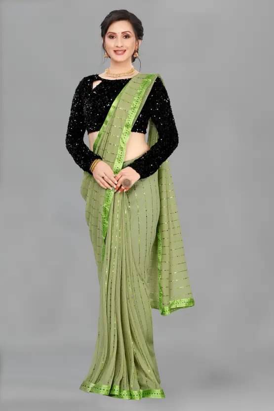 Crissy Lycra Striped Banarasi saree With Unstitched Blouse Piece ( Sea Green ) Crissy Lycra Striped Banarasi saree With Unstitched Blouse Piece ( Sea Green )