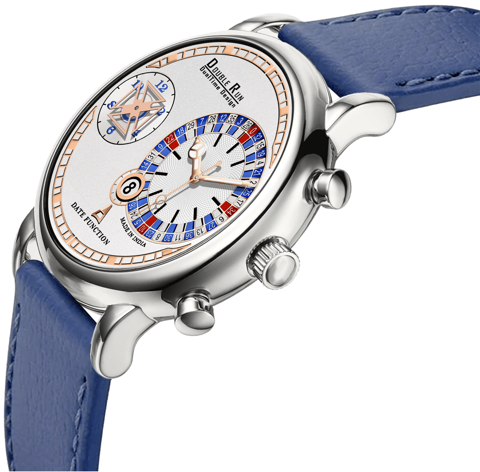    			DoubleRun Blue Leather Chronograph Men's Watch