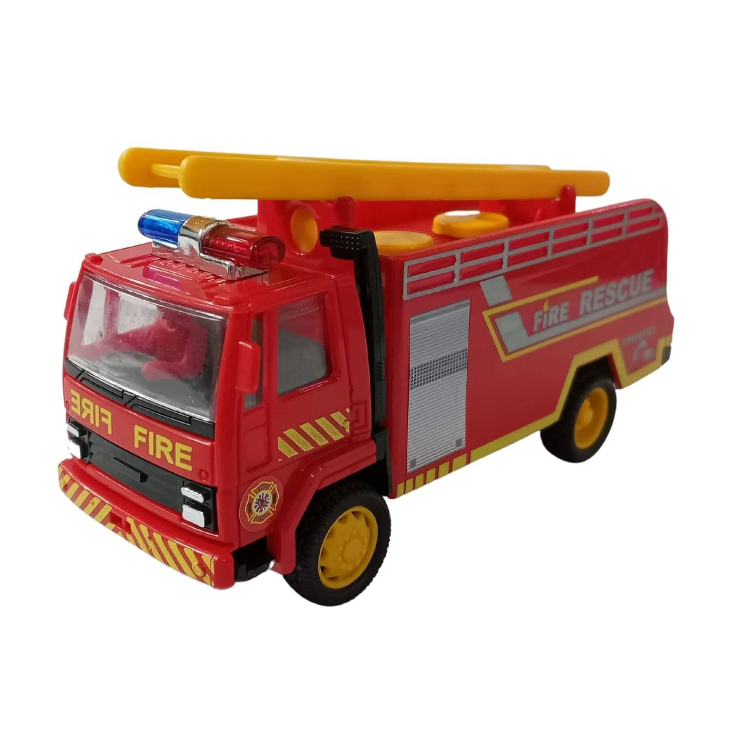     			Fire Tender Truck Toy Made of Non Toxic Plastic Pull Back Action - No Battery Required, Size Around 15 cm & Weight 100 Grams, with Soft Edges