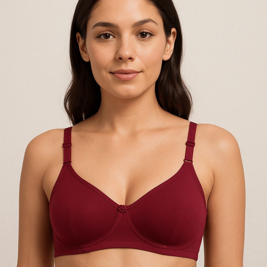     			HERBLOURE Pack of 1 Cotton Blend Non Padded T-Shirt Bra For Women ( Maroon )