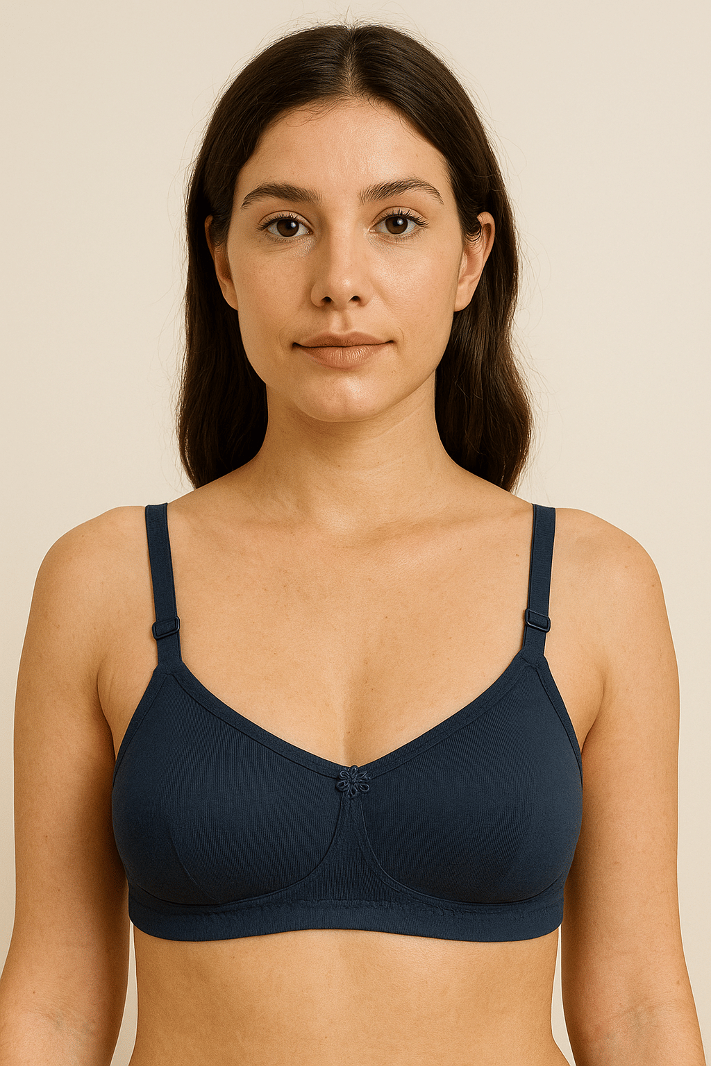     			HERBLOURE Pack of 1 Cotton Blend Non Padded T-Shirt Bra For Women ( Navy Blue )