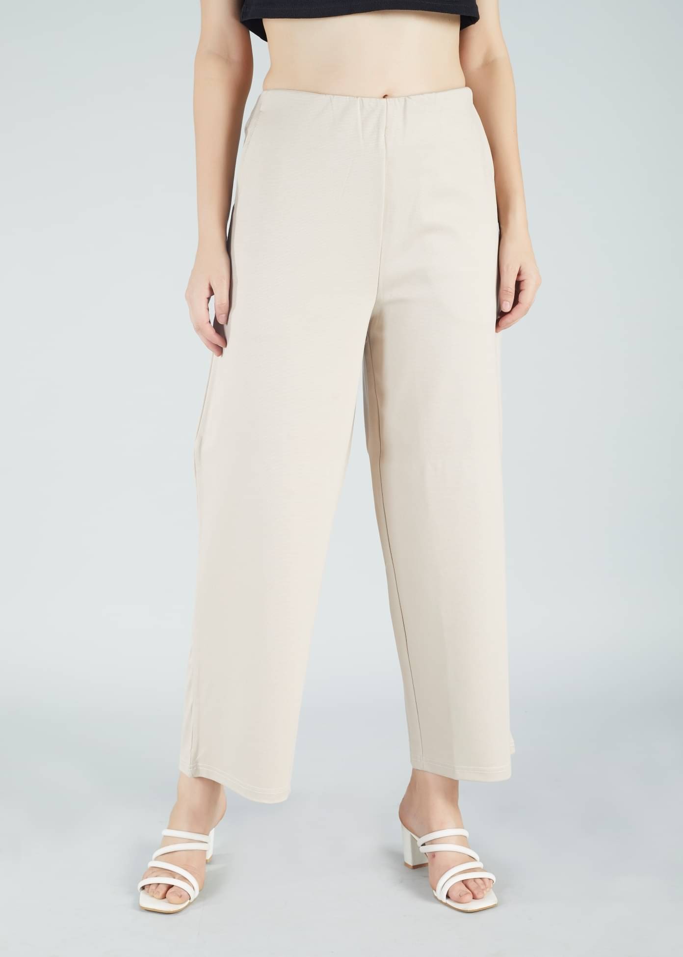     			HJ HASASI Pack of 1 Polyester Straight Women's Casual Pants ( Cream )