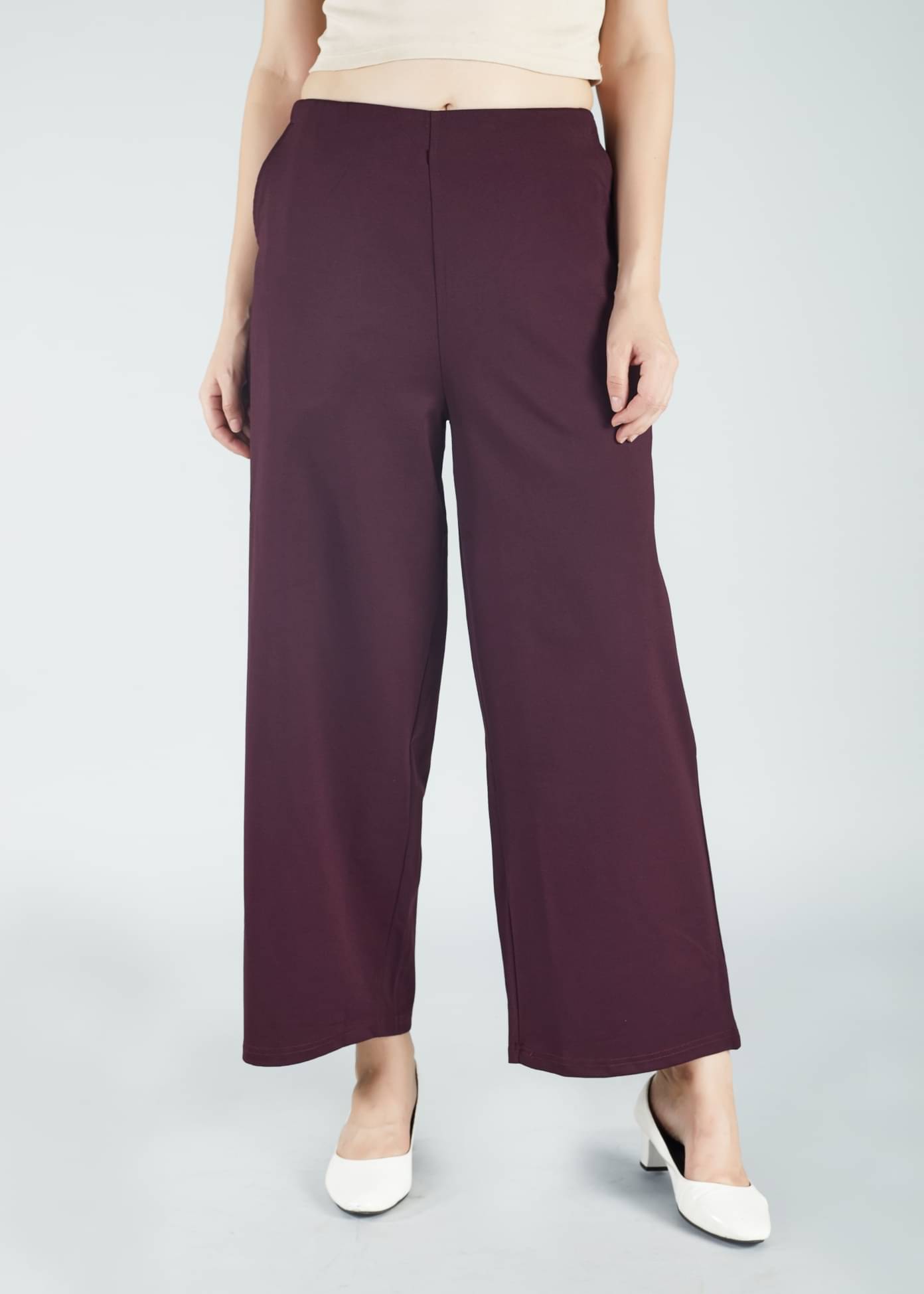     			HJ HASASI Pack of 1 Polyester Straight Women's Casual Pants ( Maroon )