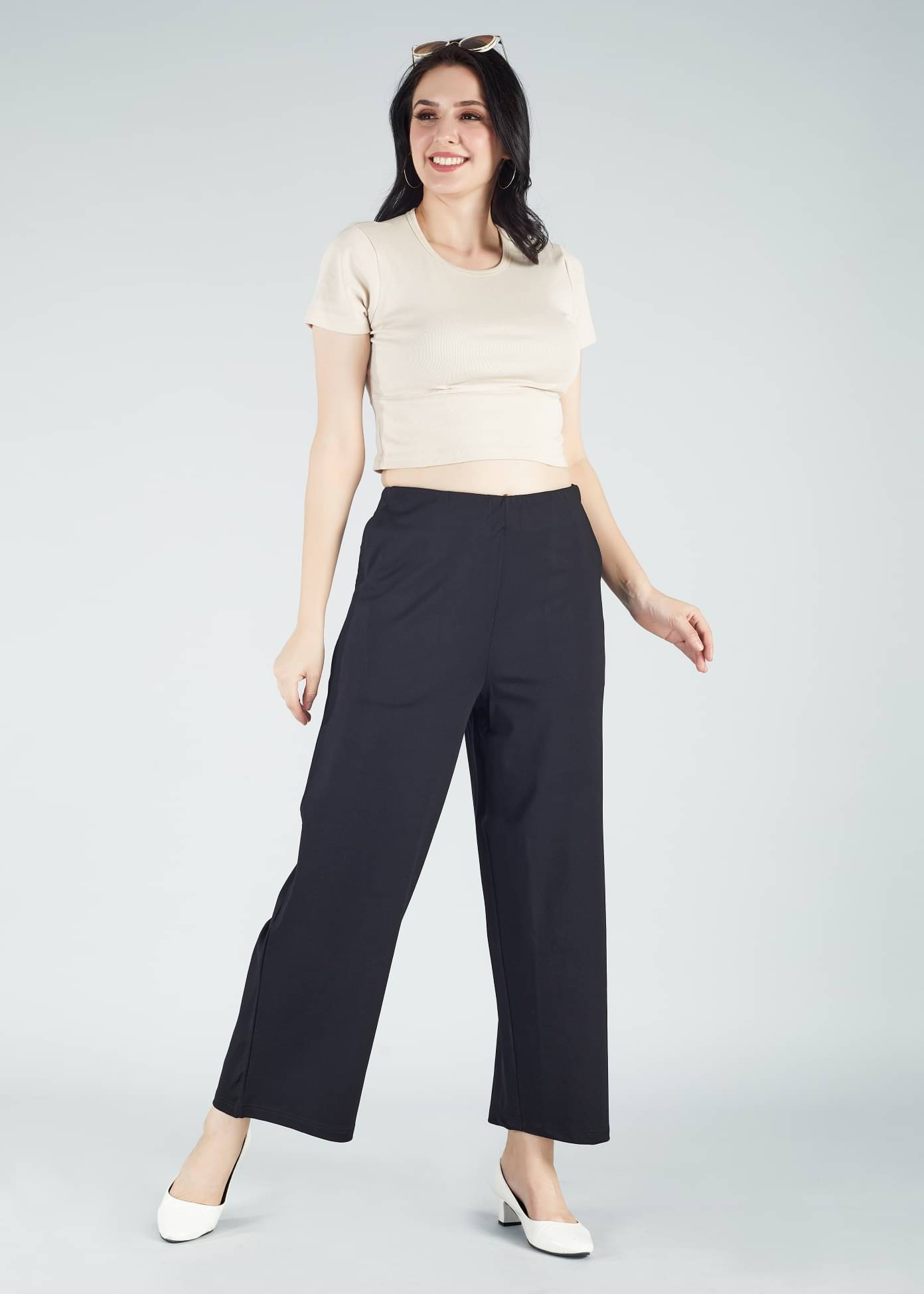    			HJ HASASI Pack of 1 Polyester Straight Women's Casual Pants ( Black )