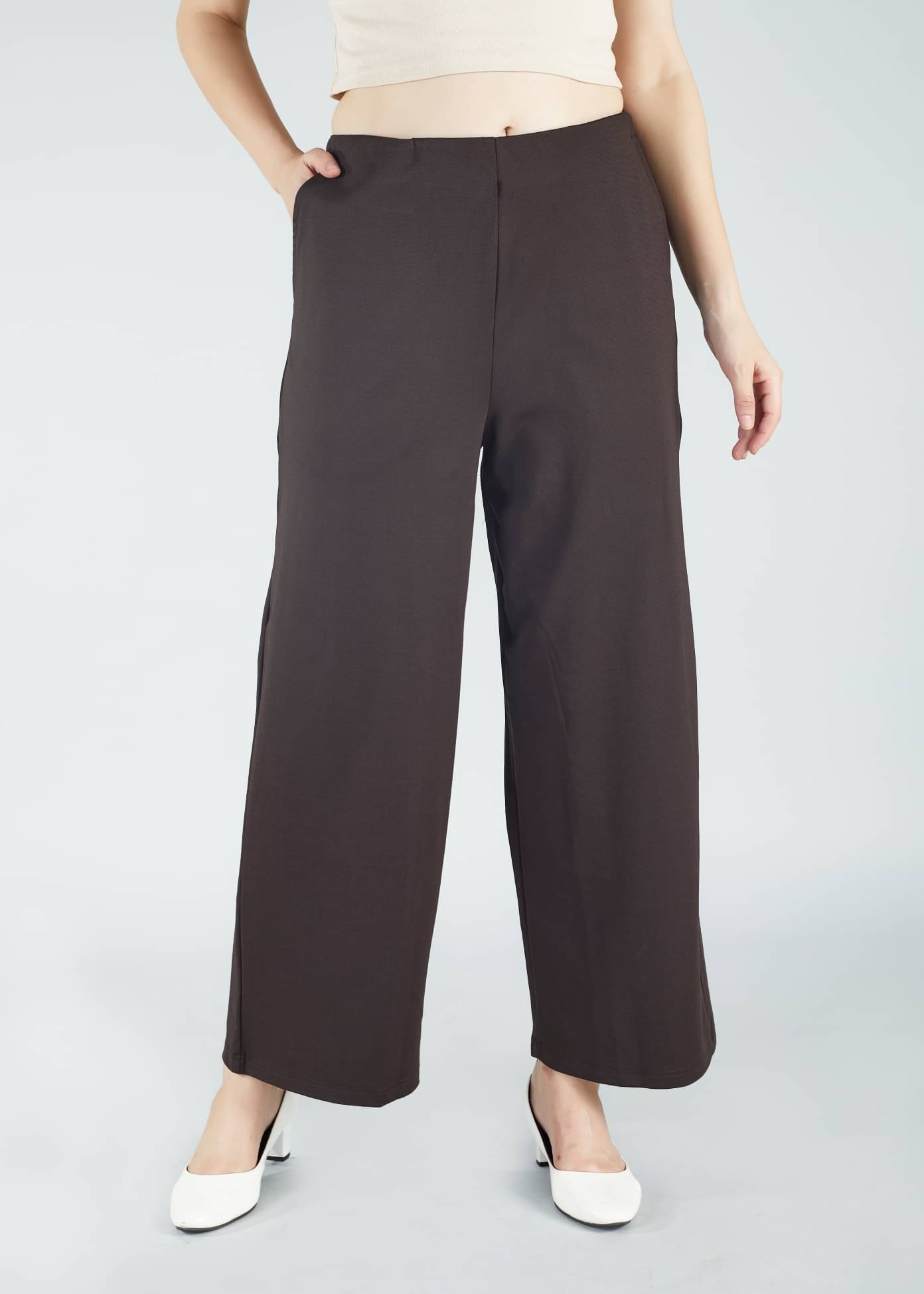    			HJ HASASI Pack of 1 Polyester Straight Women's Casual Pants ( Brown )