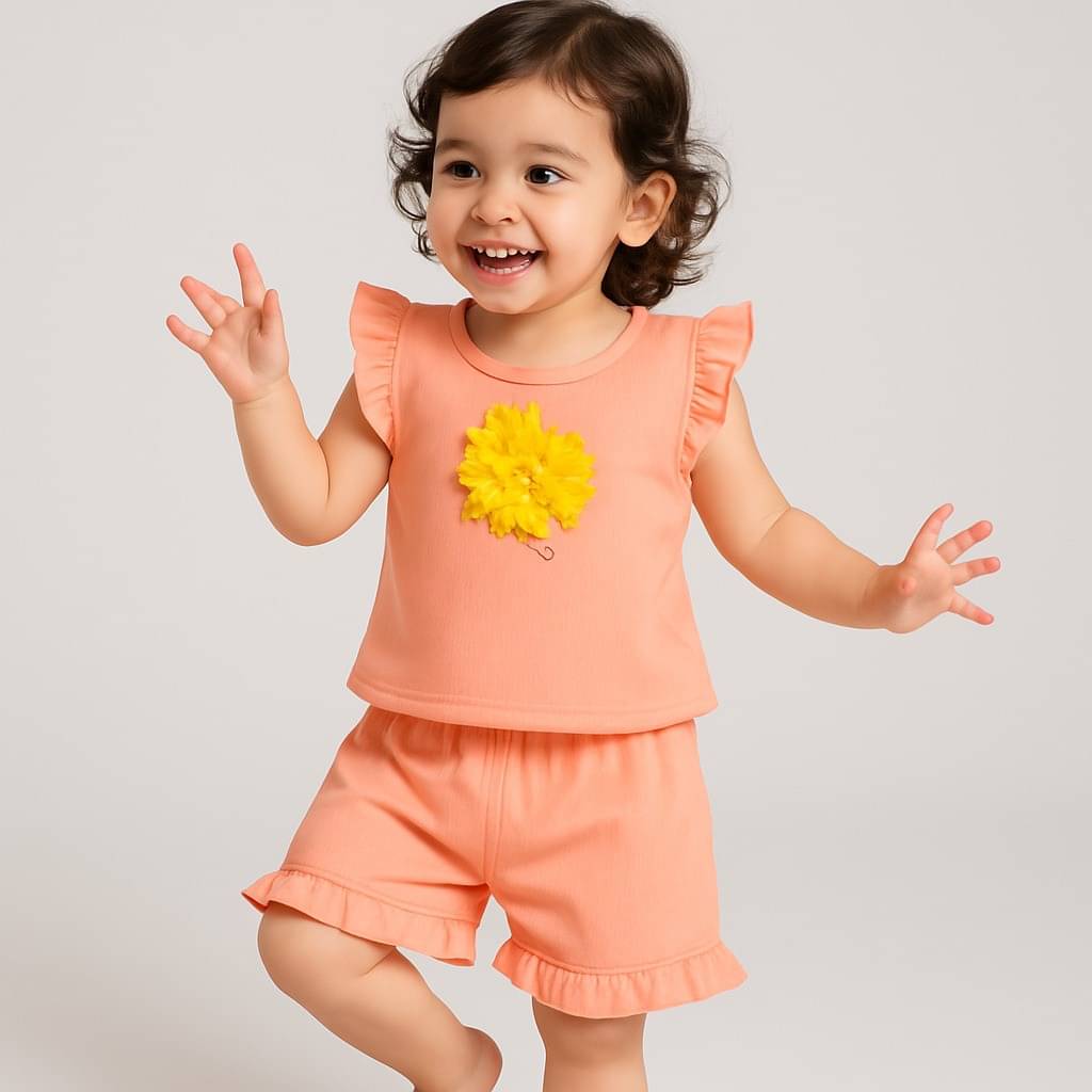 Ishrat Collection Pack of 1 Baby Girls Cotton Blend T-shirt & Pants ( Yellow ) Ishrat Collection Pack of 1 Baby Girls Cotton Blend T-shirt & Pants ( Yellow )