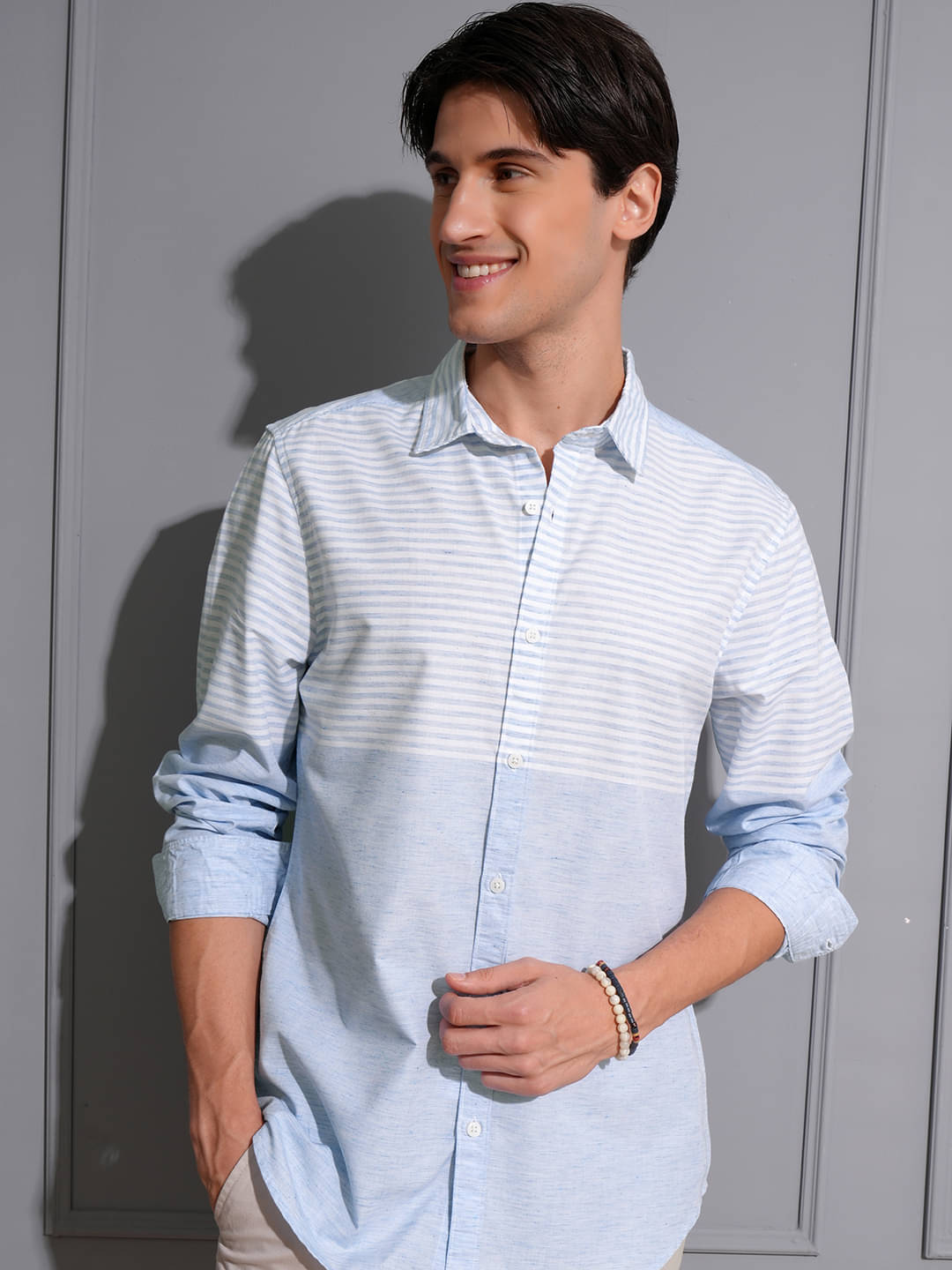     			Locomotive Cotton Blend Regular Fit Striped Full Sleeves Men's Casual Shirt - Blue ( Pack of 1 )