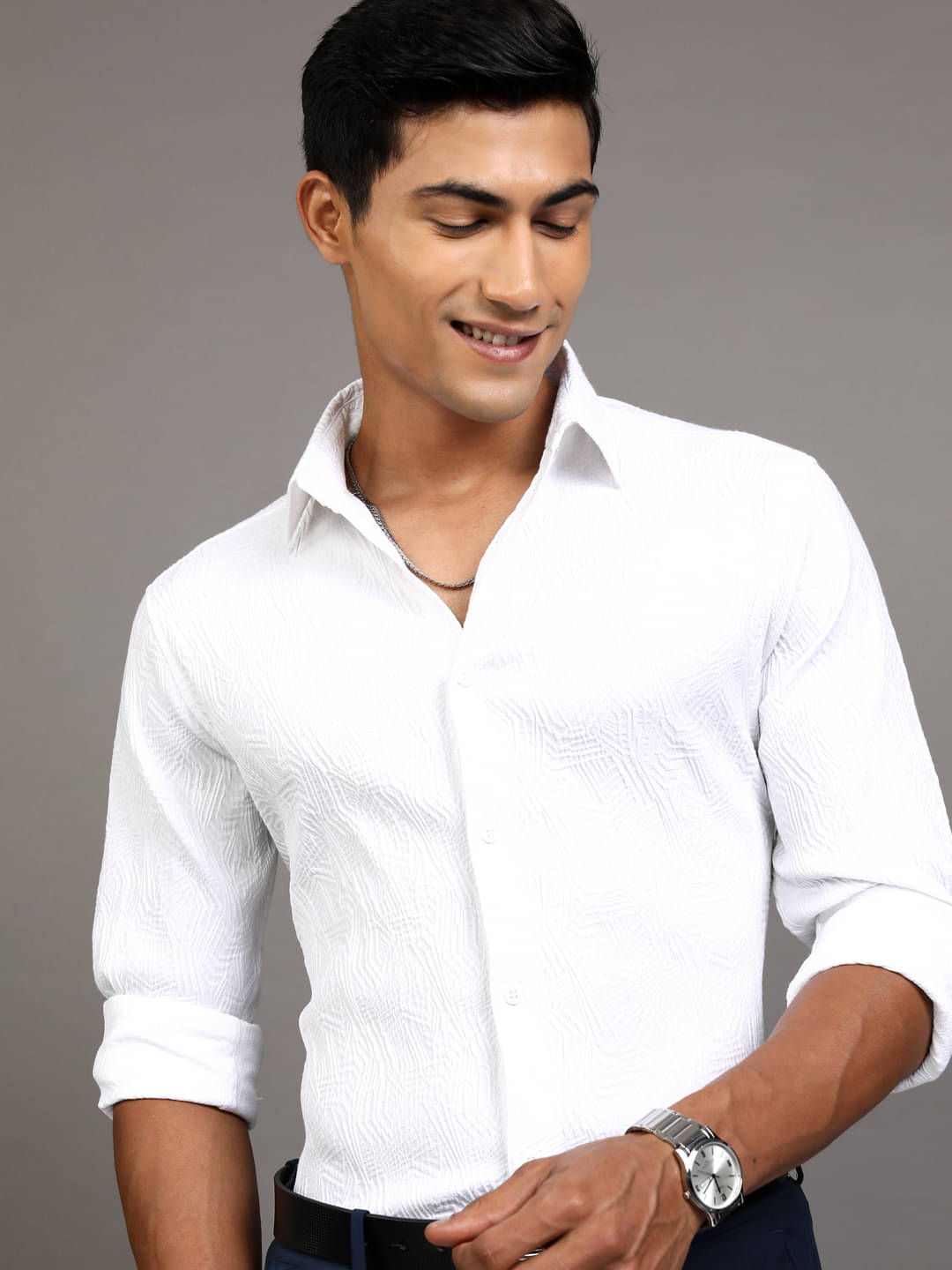 Locomotive Cotton Blend Regular Fit Self Design Full Sleeves Men's Casual Shirt - White ( Pack of 1 ) Locomotive Cotton Blend Regular Fit Self Design Full Sleeves Men's Casual Shirt - White ( Pack of 1 )
