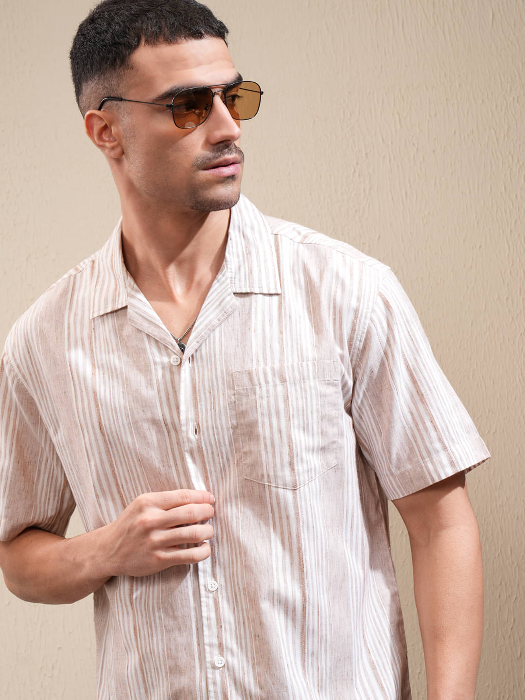 Locomotive Cotton Blend Relaxed Fit Striped Half Sleeves Men's Casual Shirt - Multicolor ( Pack of 1 ) Locomotive Cotton Blend Relaxed Fit Striped Half Sleeves Men's Casual Shirt - Multicolor ( Pack of 1 )