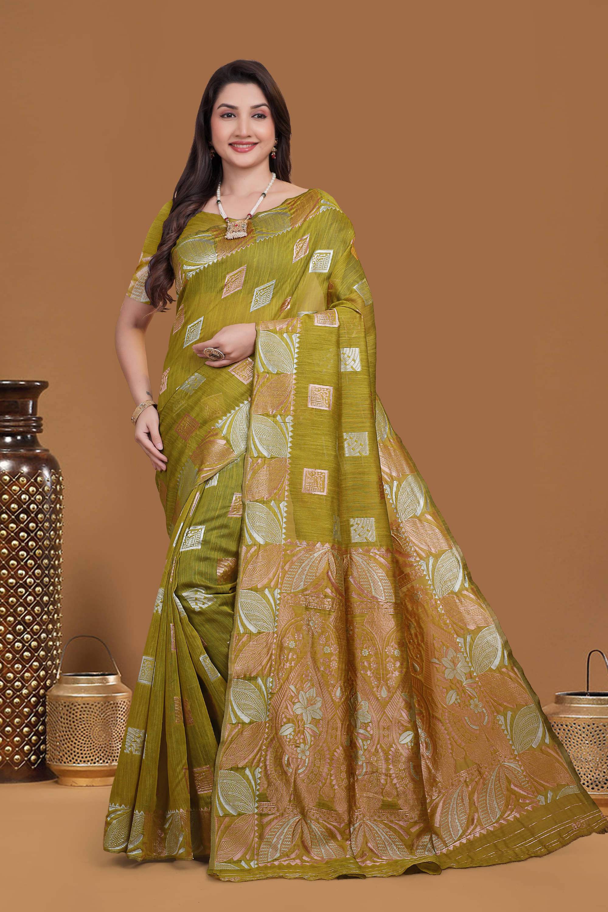 NENCY FASHIONS Silk Woven Kanjeevaram Sarees With Unstitched Blouse Piece ( LightGreen ) NENCY FASHIONS Silk Woven Kanjeevaram Sarees With Unstitched Blouse Piece ( LightGreen )