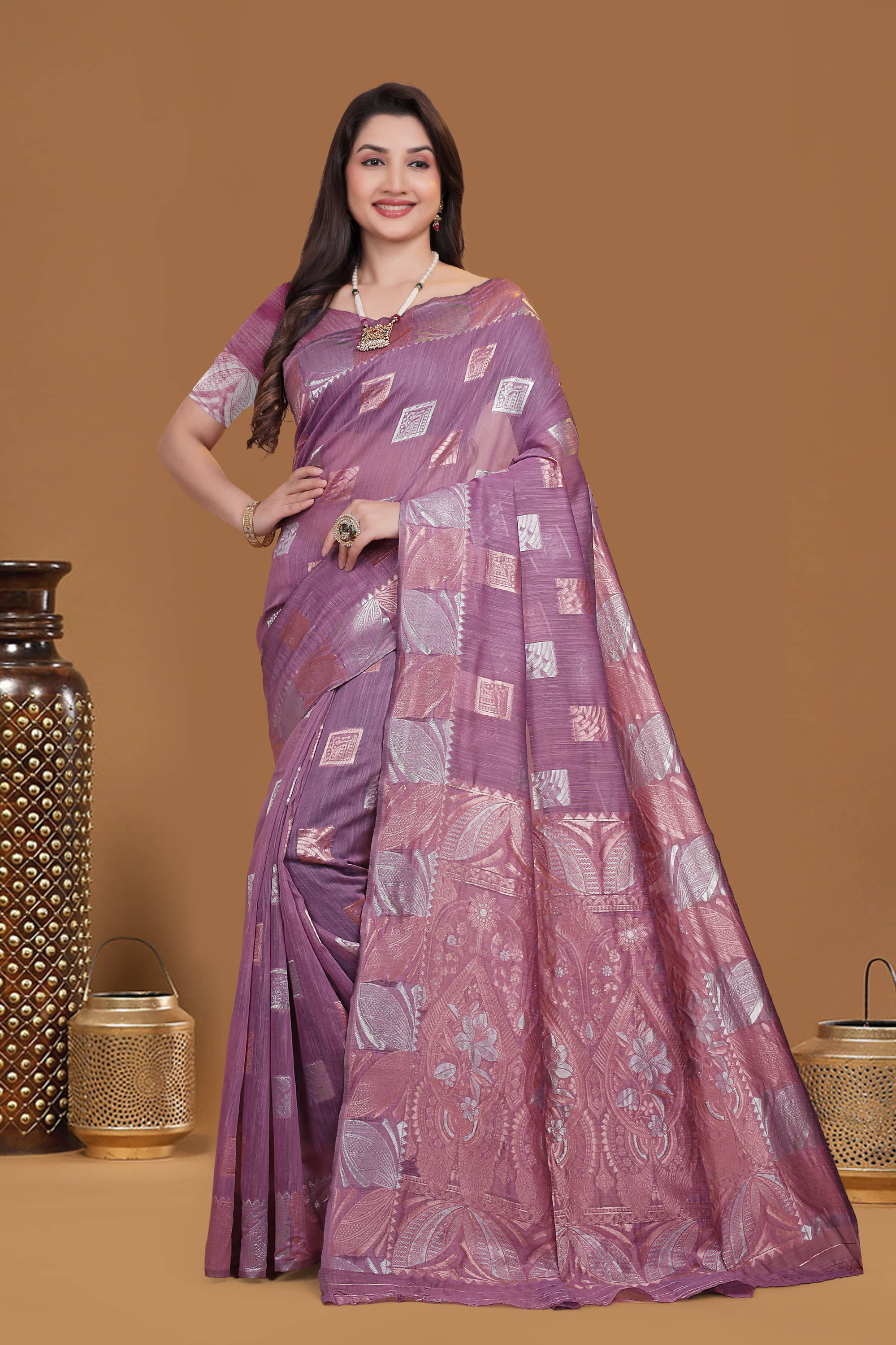 NENCY FASHIONS Silk Woven Kanjeevaram Sarees With Unstitched Blouse Piece ( LightGreen ) - Sarees | Buy online on ZillyBuy