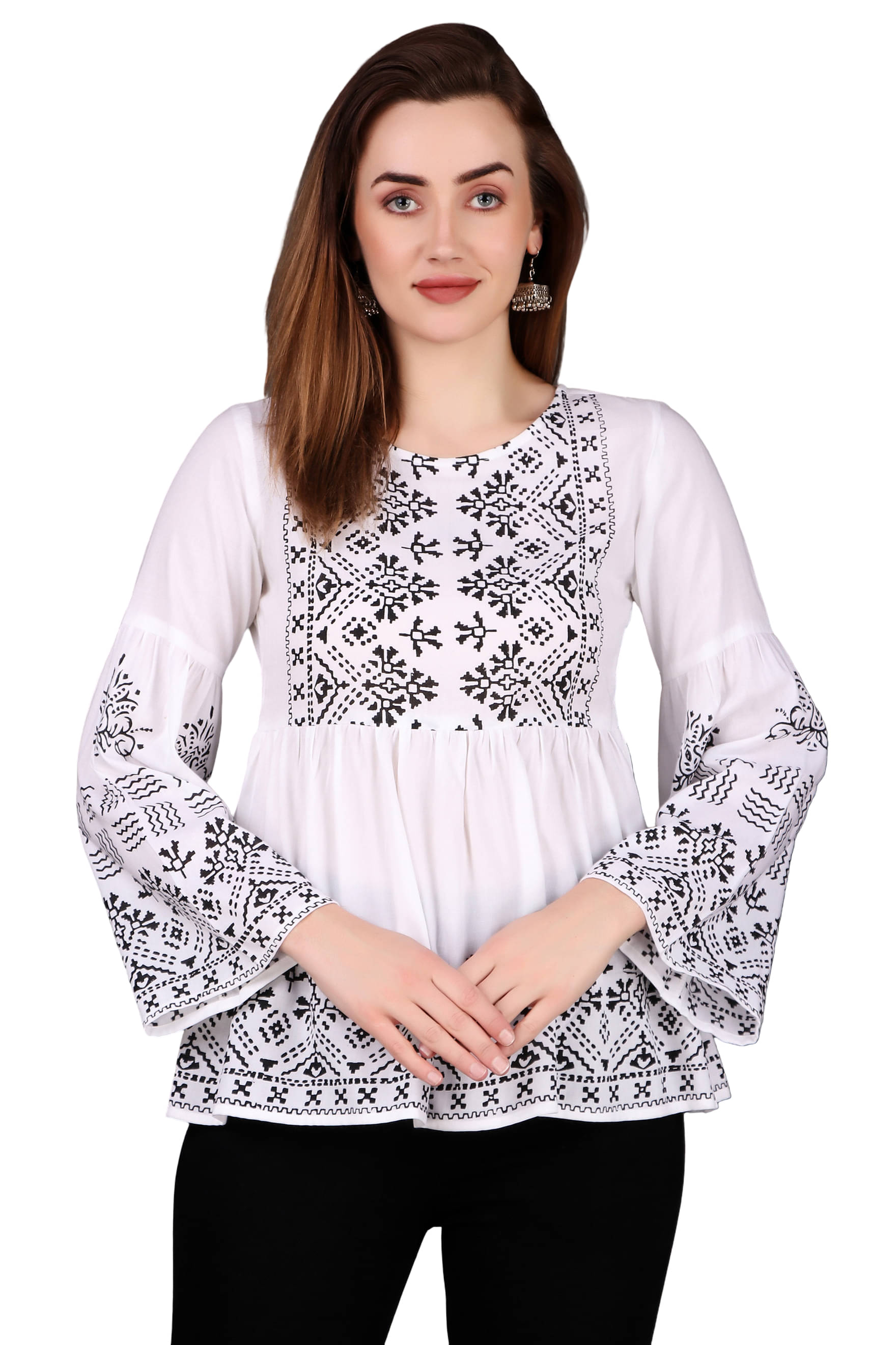 OMAYA Women's Rayon Regular Top ( White ) OMAYA Women's Rayon Regular Top ( White )